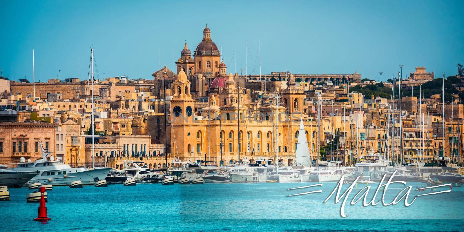 postcard with view on Birgu from the sea by GekaSkr