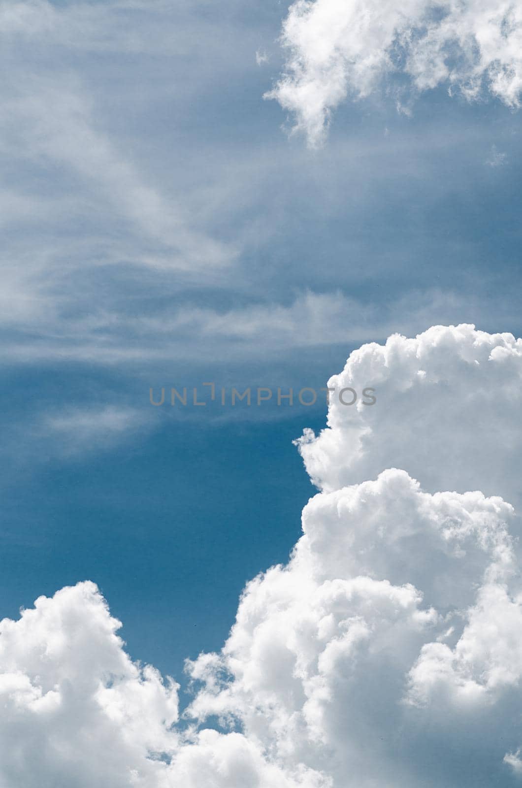 Incredibly wonderful lush cumulus clouds against a blue sky by zartarn