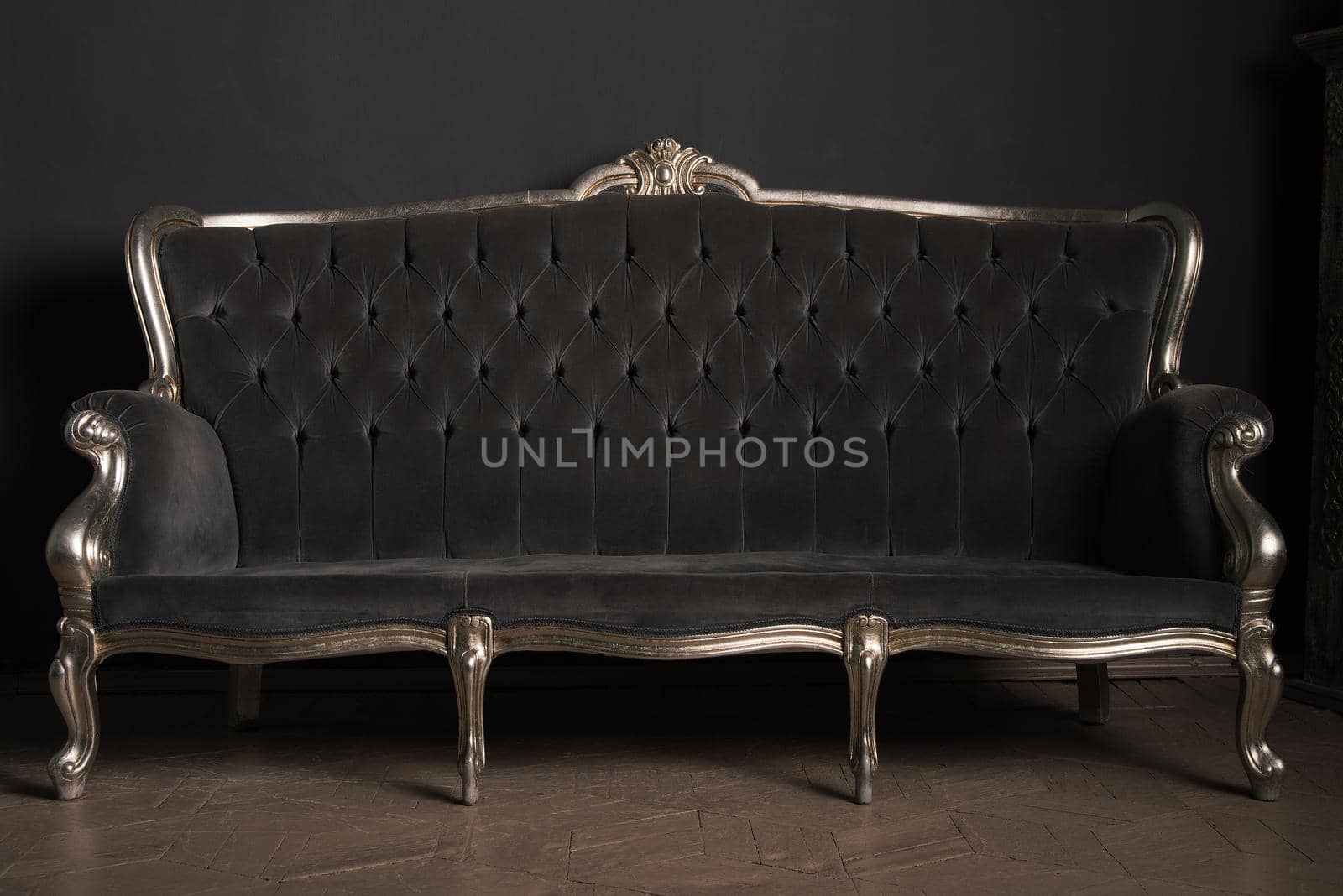 beautiful vintage sofa in a retro interior. Vintage background.
