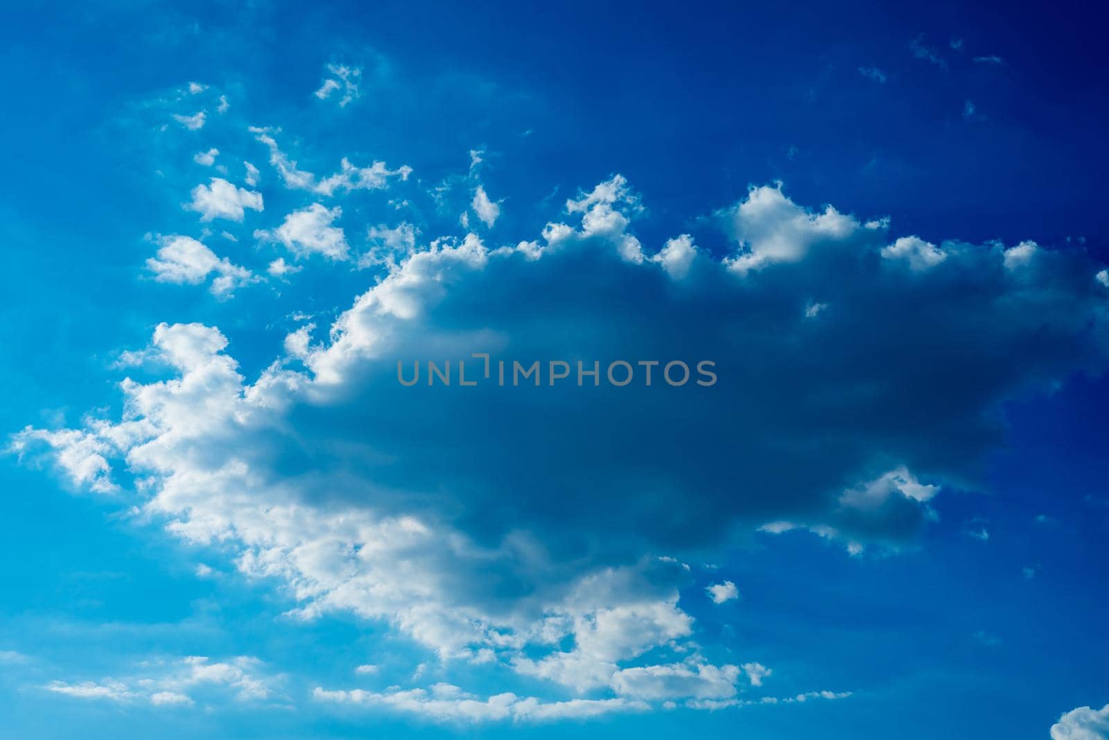 The sun shines bright in summer. Blue sky and clouds.- image