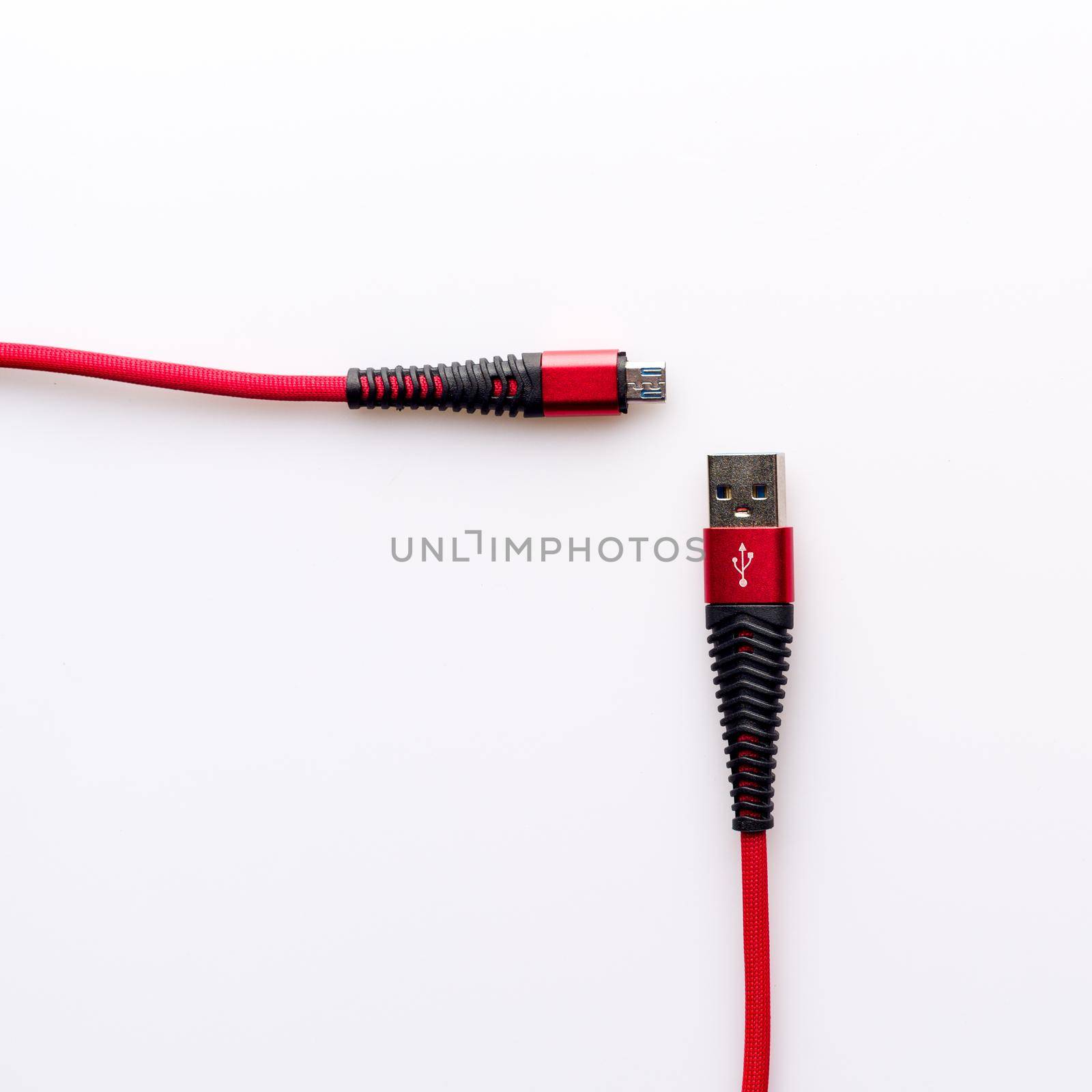 Red wire USB micro BM. Charging and connection cable - image