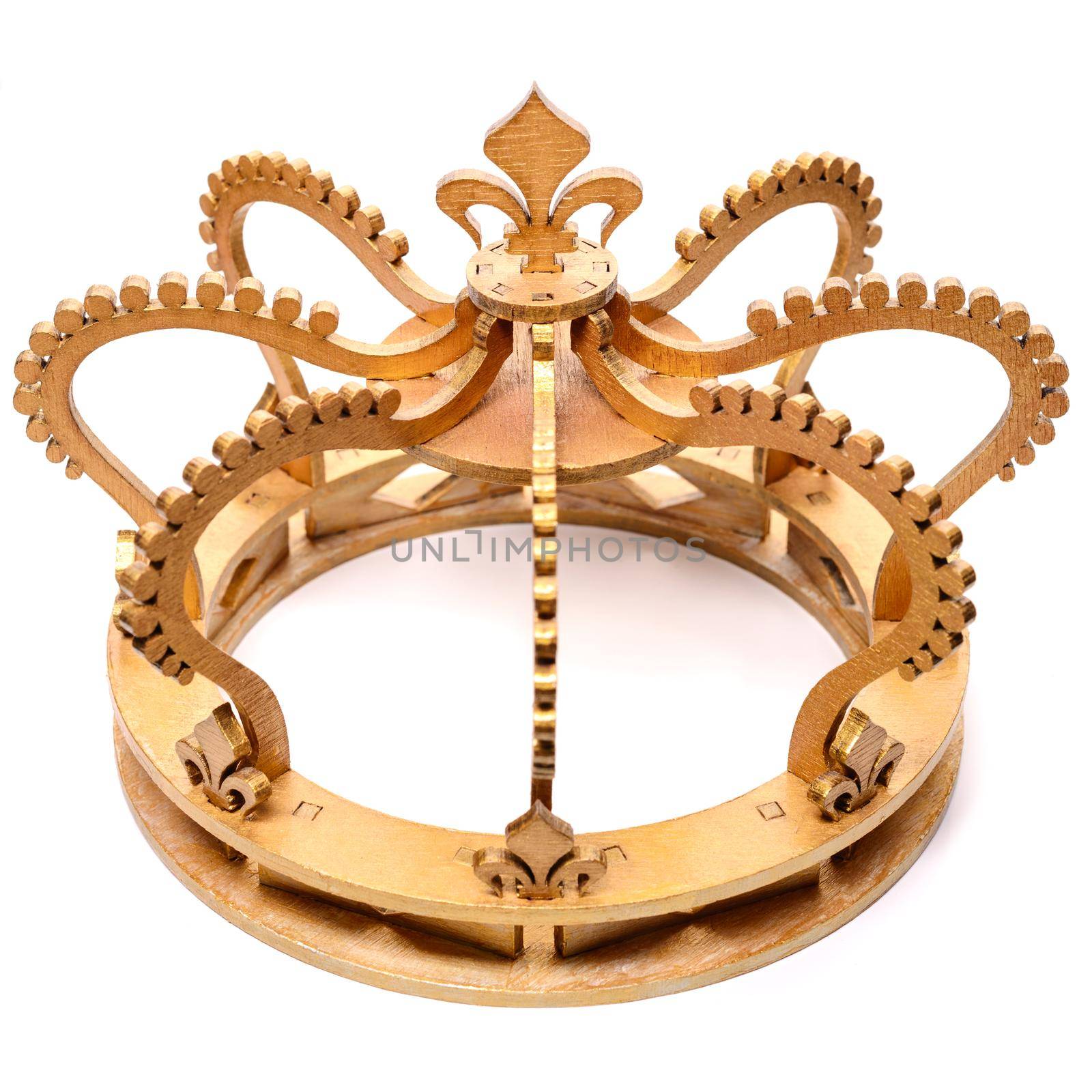 wooden crown. figure isolated on white background. Concept for king , queen power.