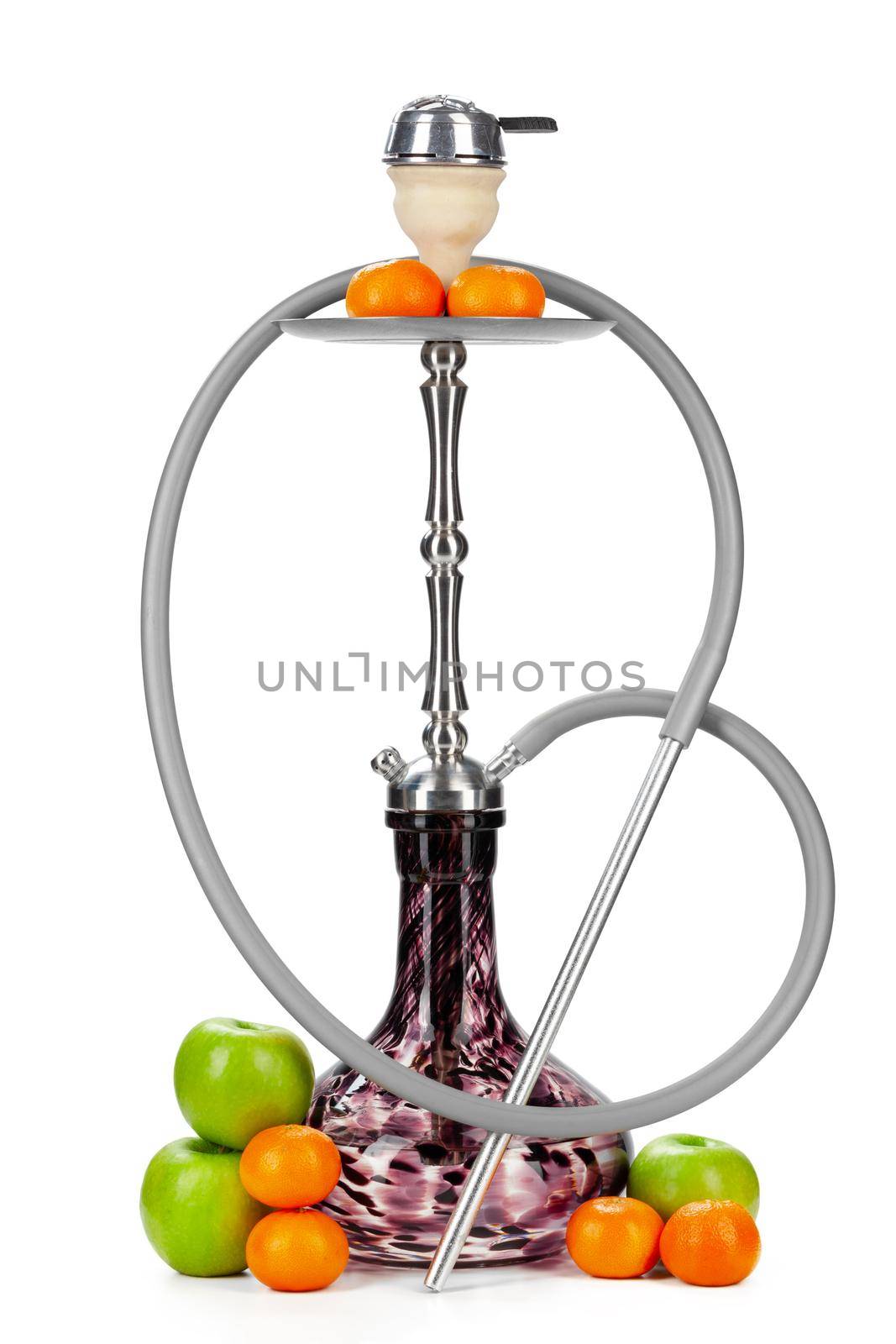 Hookah with fruits isolated on white background