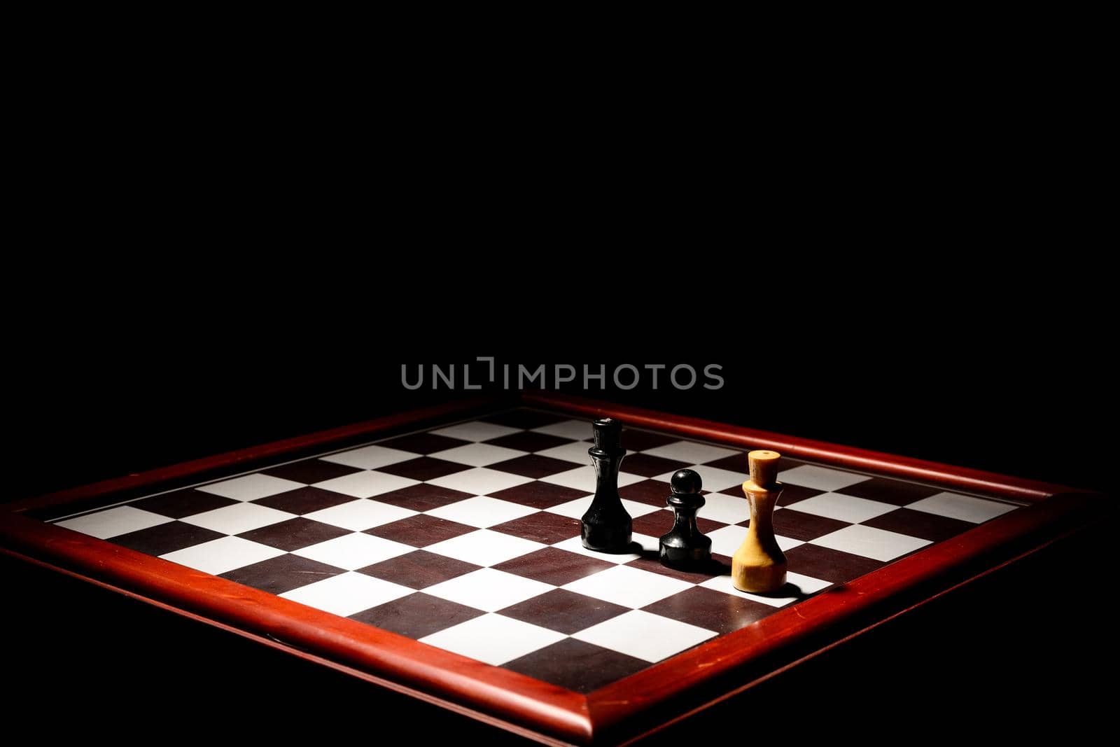 chessboard in the dark. pat white king from the pawn.