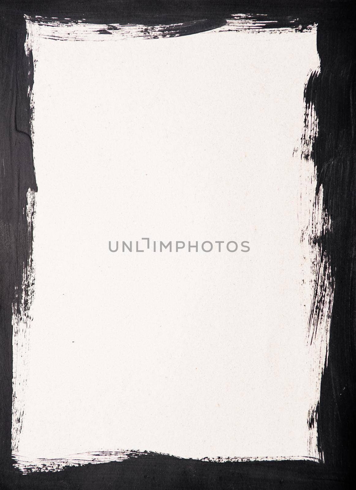 Black painted frame on white paper background - image