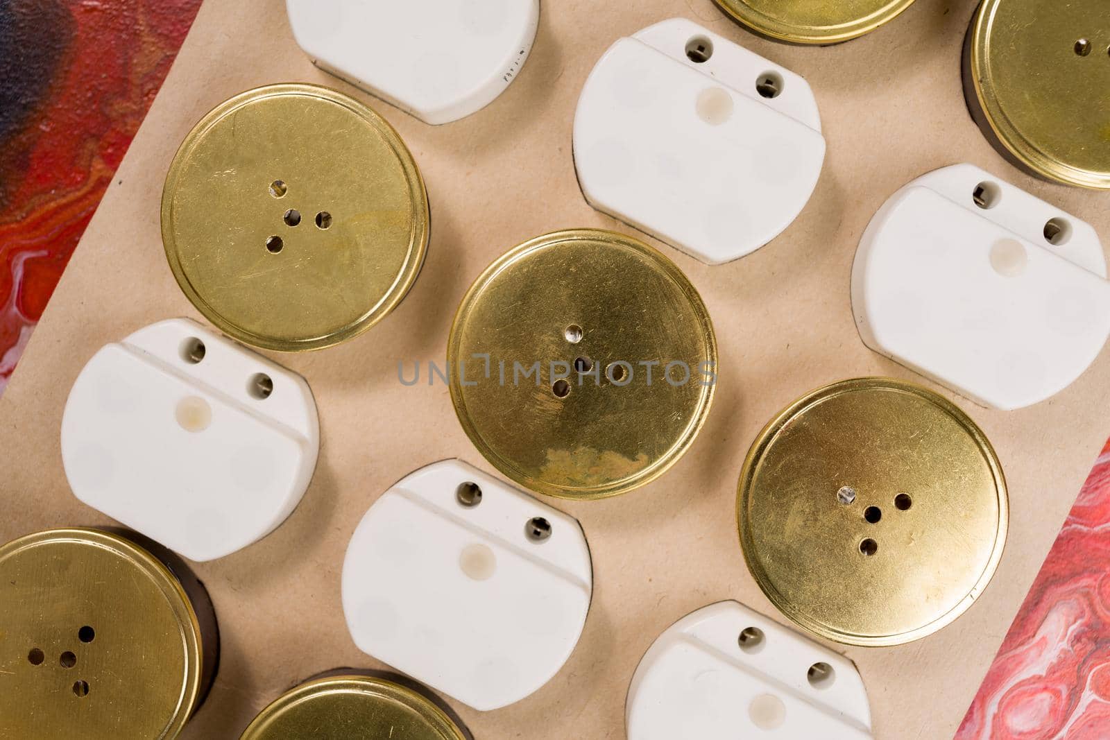 Speakers or microphones from vintage phones in paper stencil