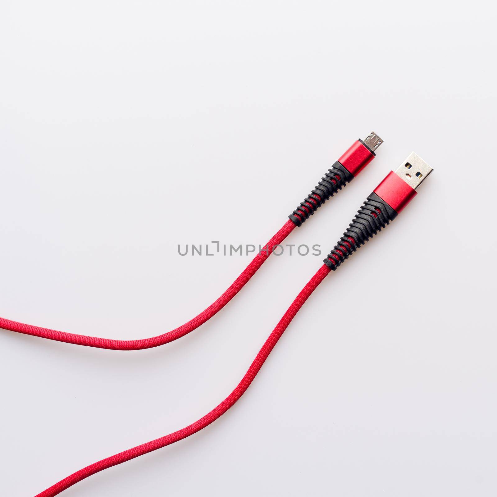 Red wire USB micro BM. Charging and connection cable - image