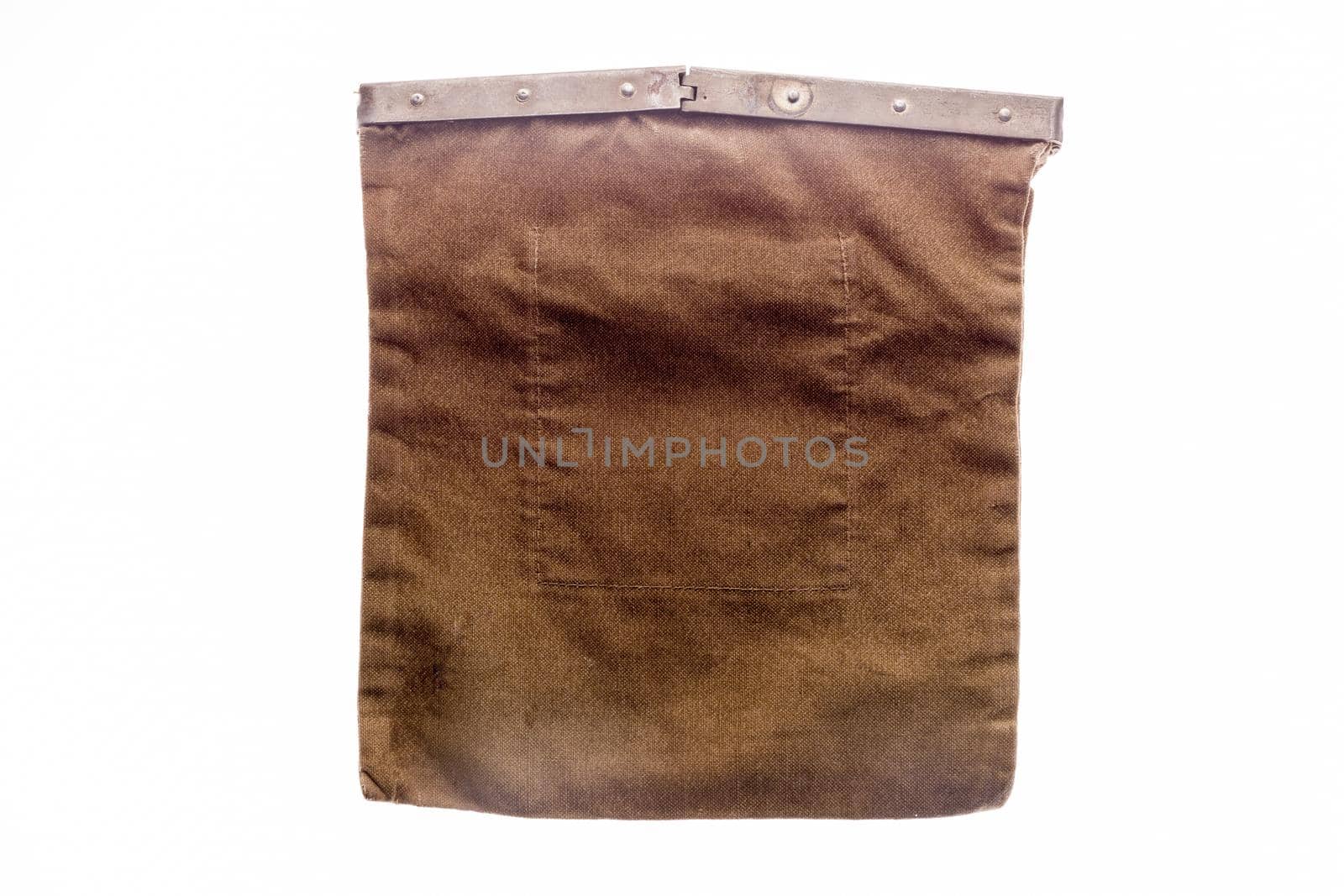 Vintage deposit money coin bag isolated on white background