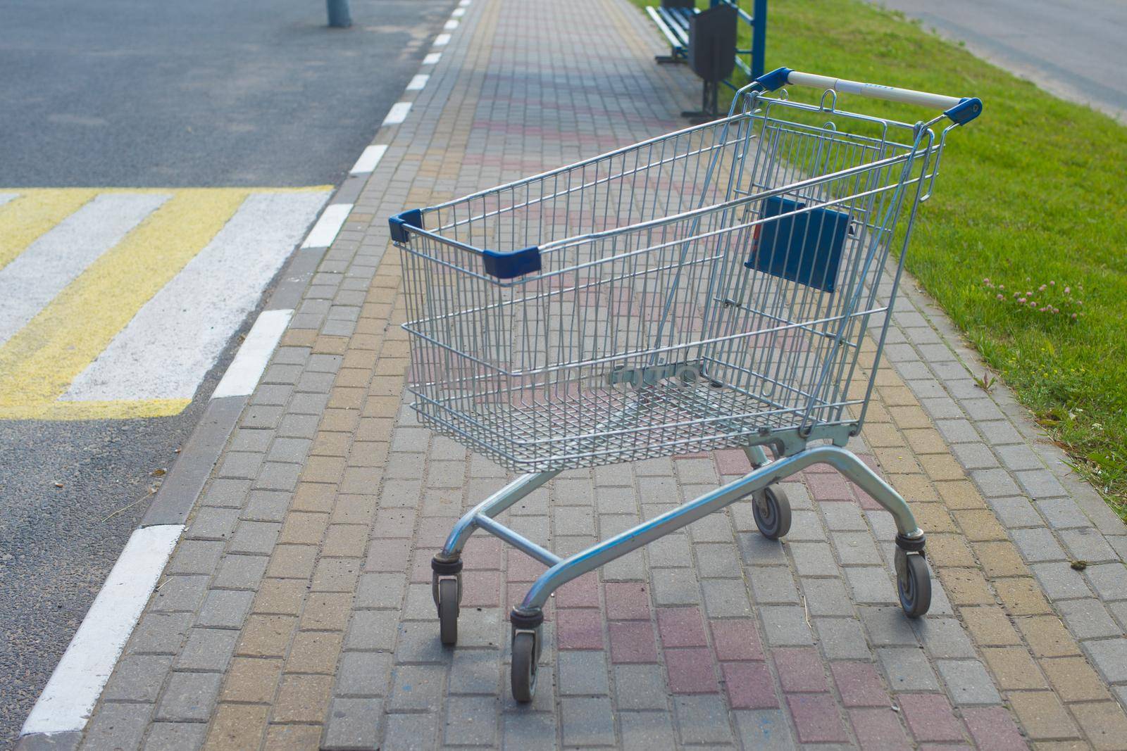 Minimalism style, Shopping cart trolley near the supermarket. - image
