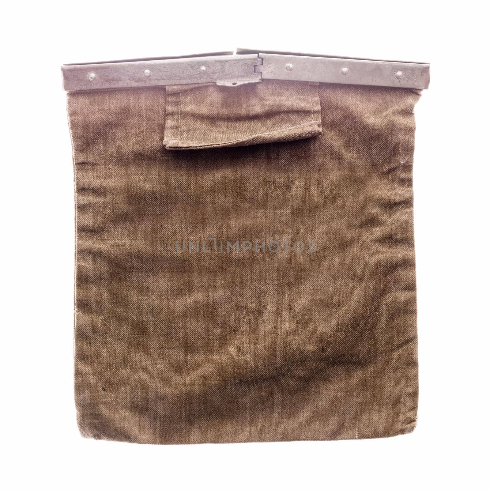 Vintage deposit money coin bag isolated on white background