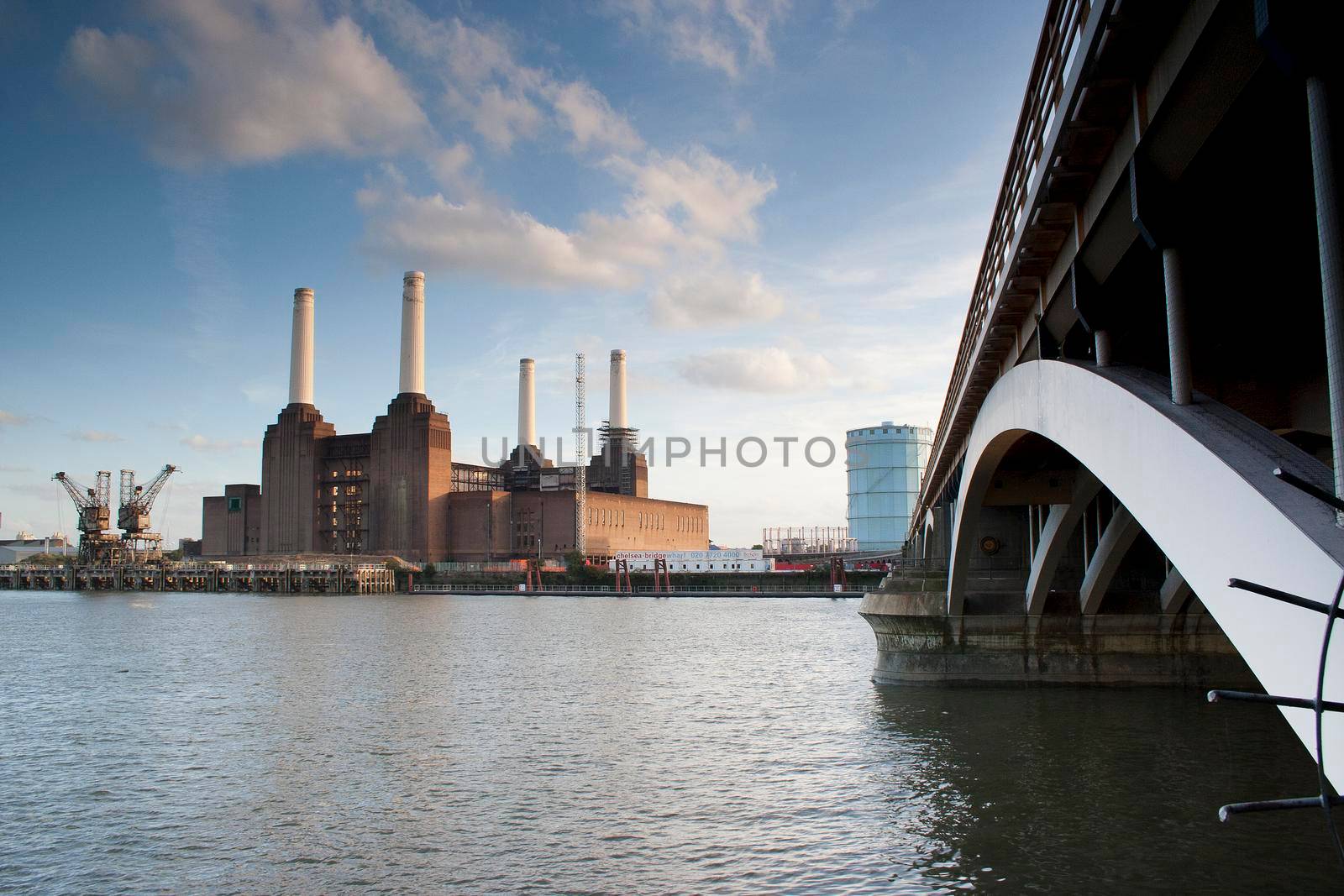 The River Thames Battersea Power Station and Grosvenor Rail Bridge
