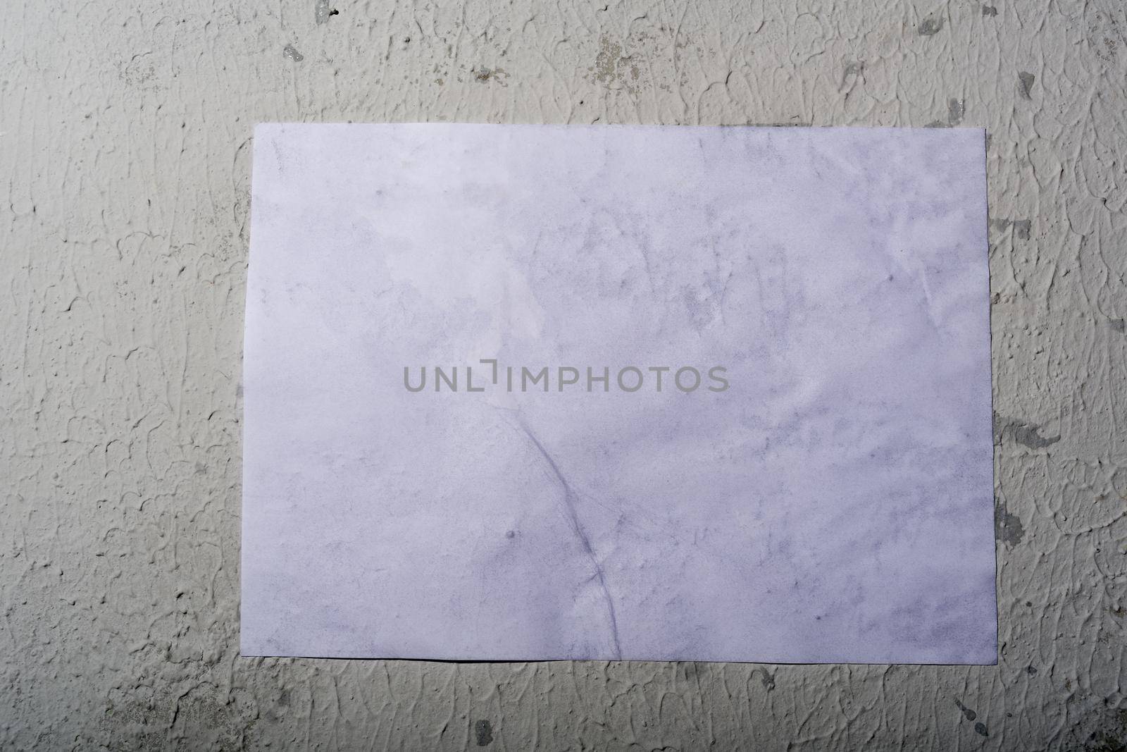 Wet white paper glued to the wall. Wet paper texture. - image
