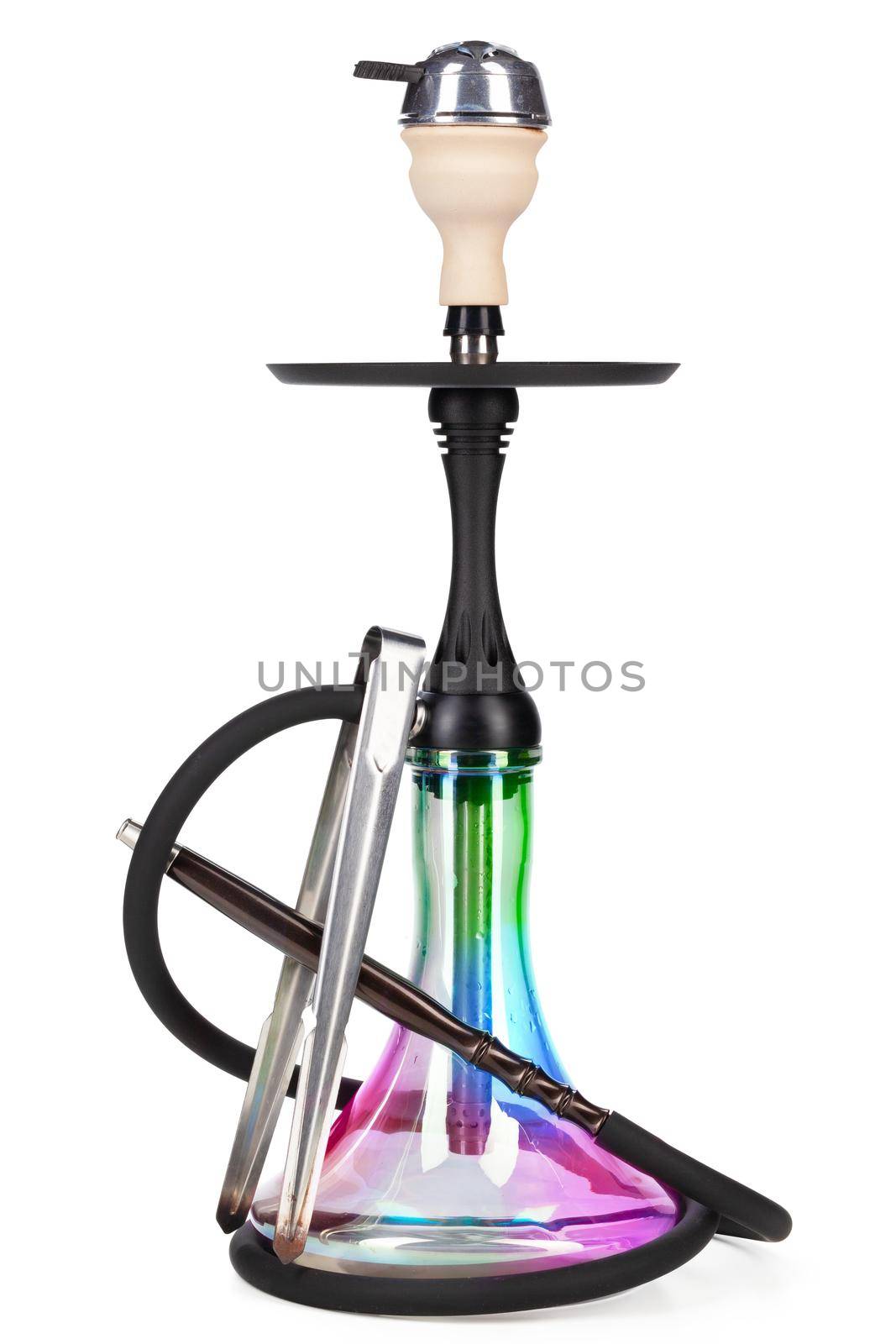 Modern hookah isolated on white background.
