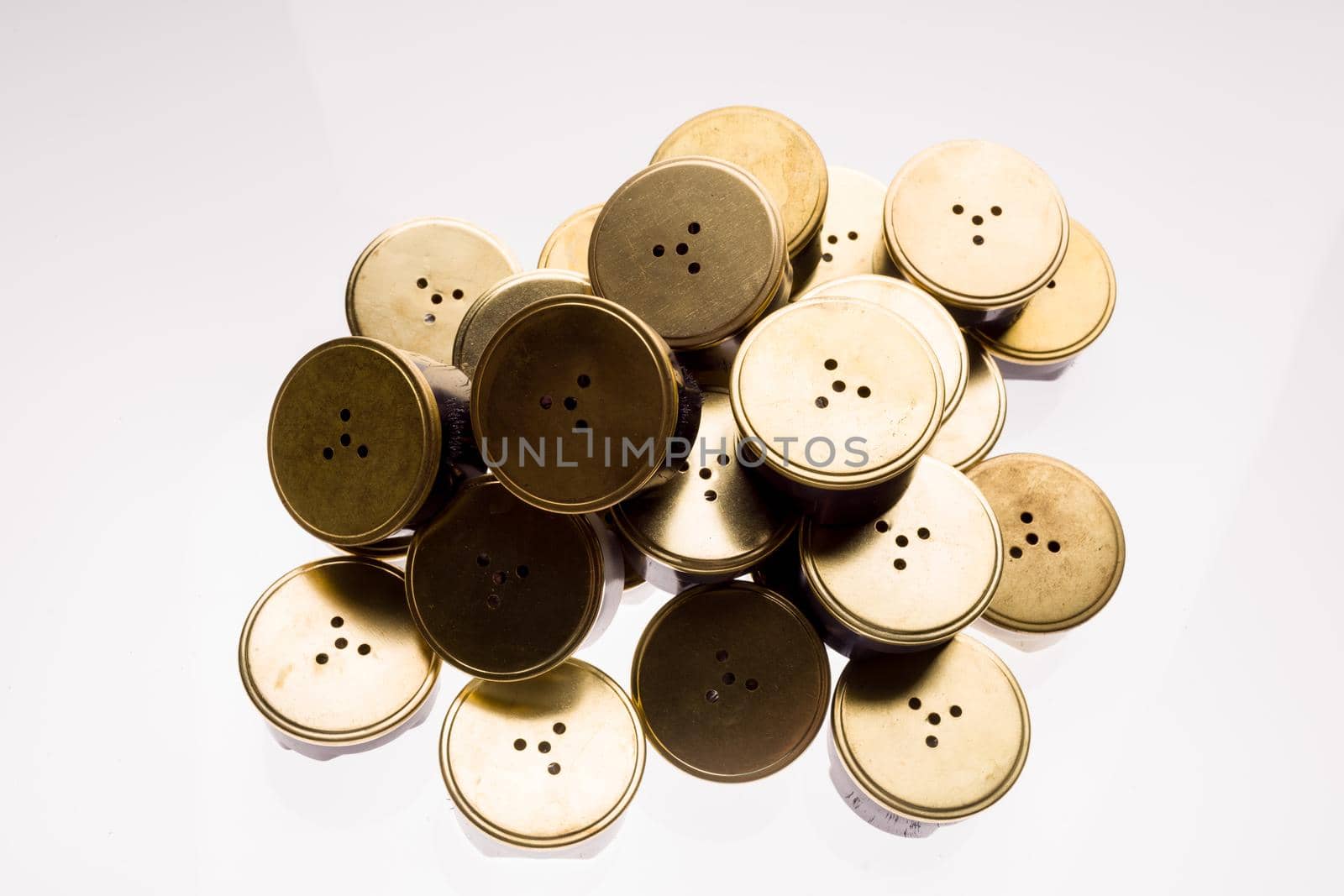 Speakers or microphones from vintage phones on a white background. - image