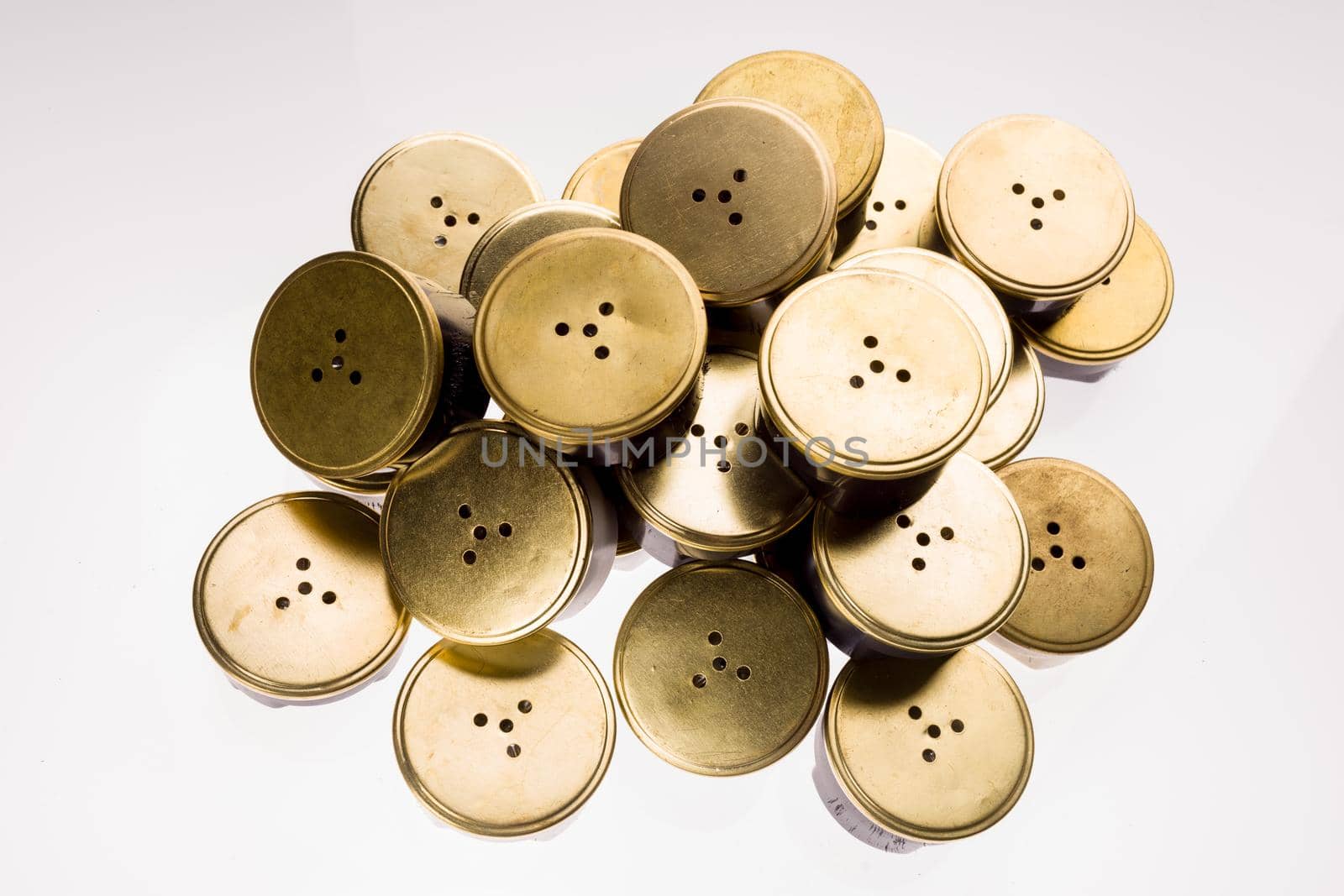 Speakers or microphones from vintage phones on a white background. - image