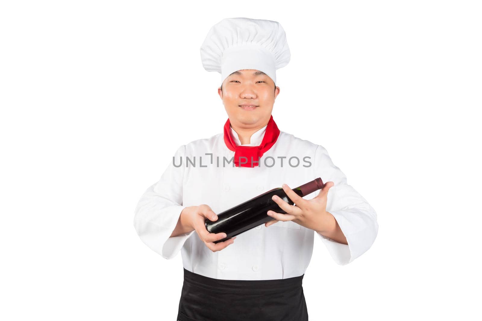 portrait of chef with wine isolated by whatwolf