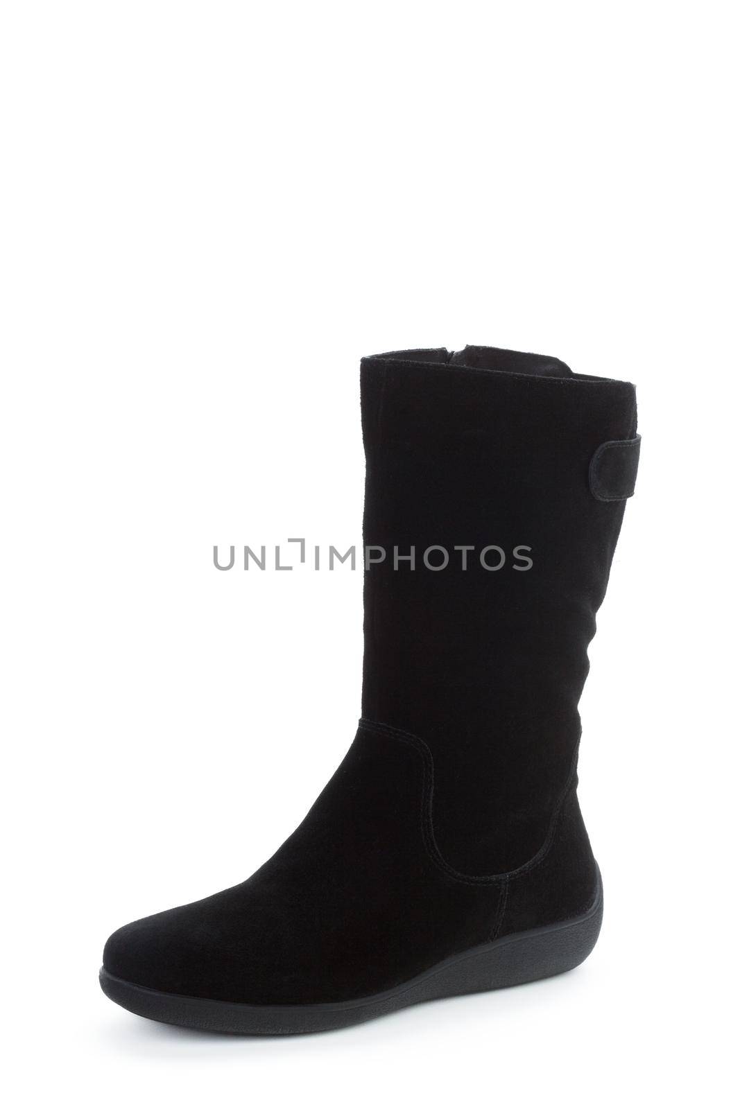Winter female leather boots isolated on white background