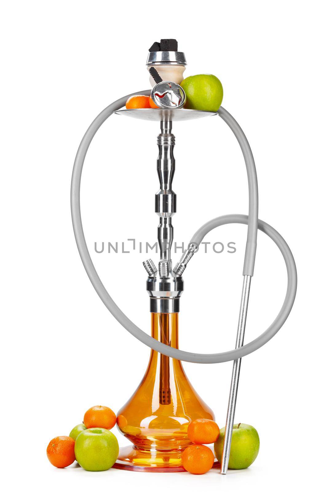 Hookah with fruits isolated on white background