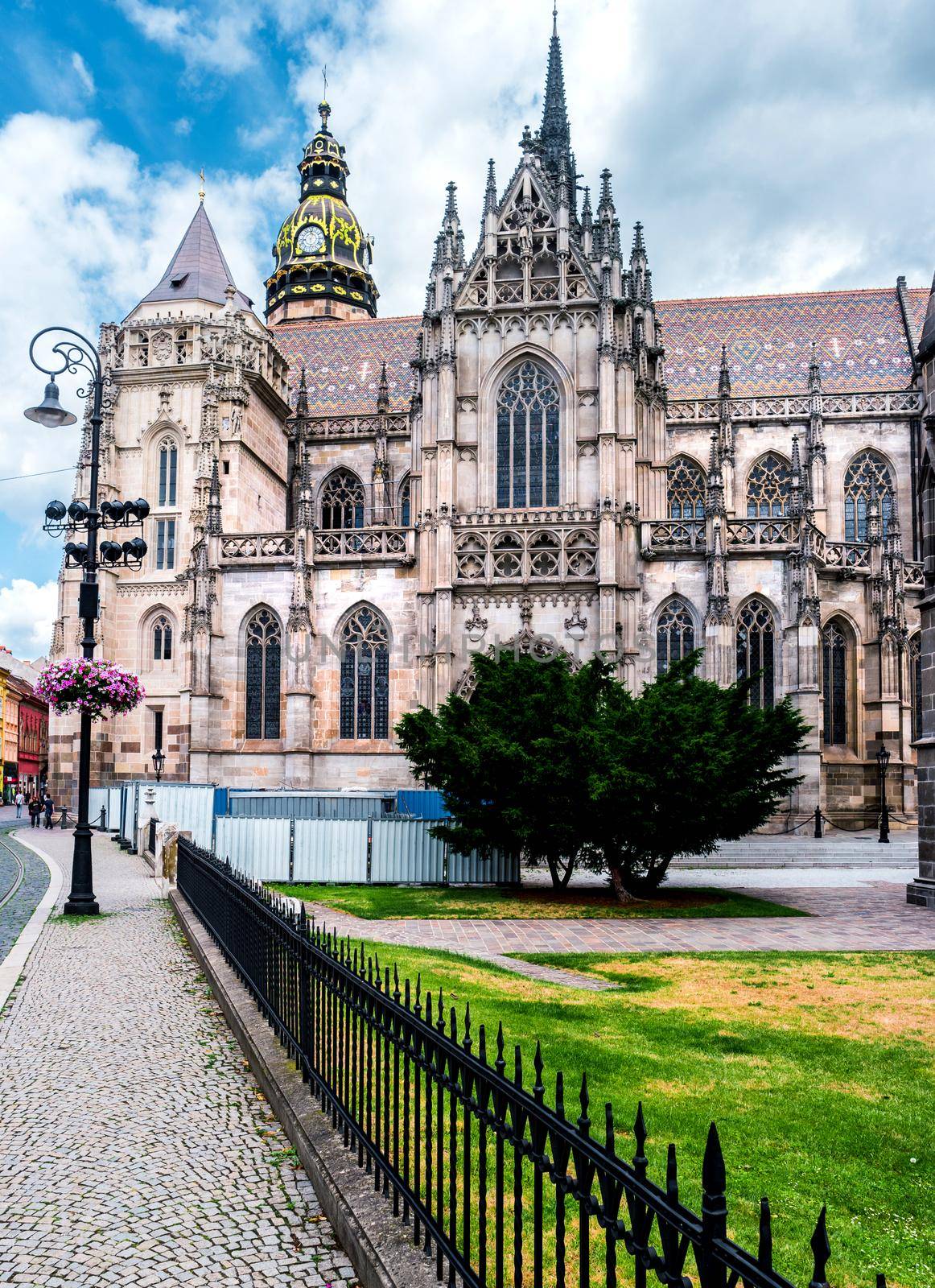 picturesque view on majestic St. Elisabeth Cathedral and a nearby square