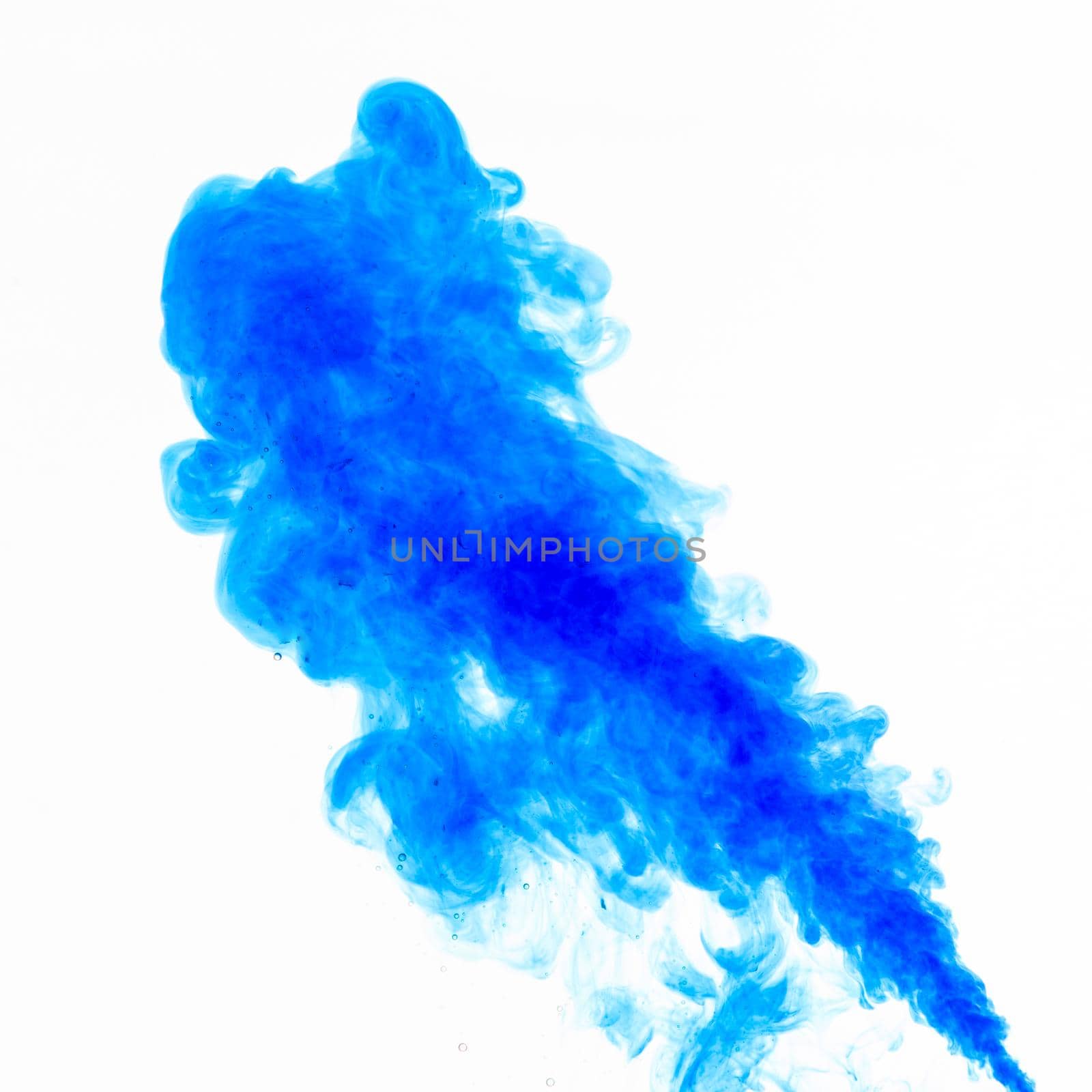 Cloud of ink in water isolated on white. Color of the year 2020. - image