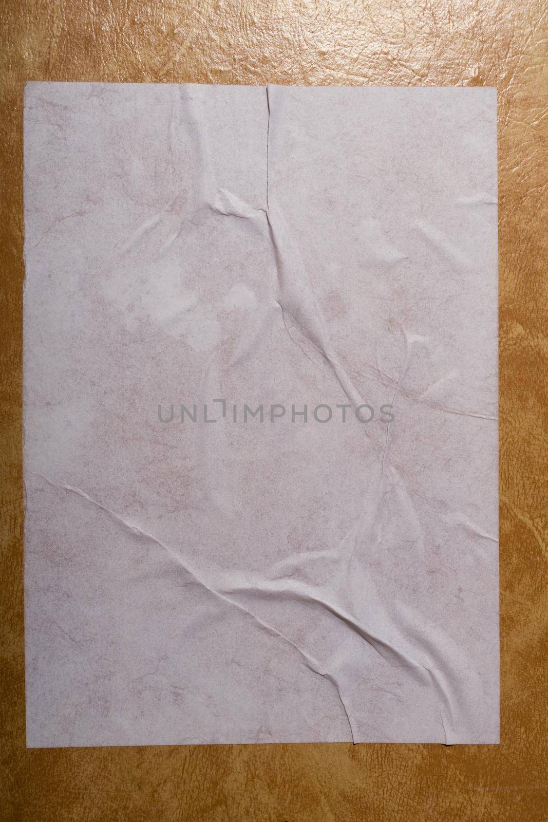 Wet white paper glued to the wall. Wet paper texture. - image