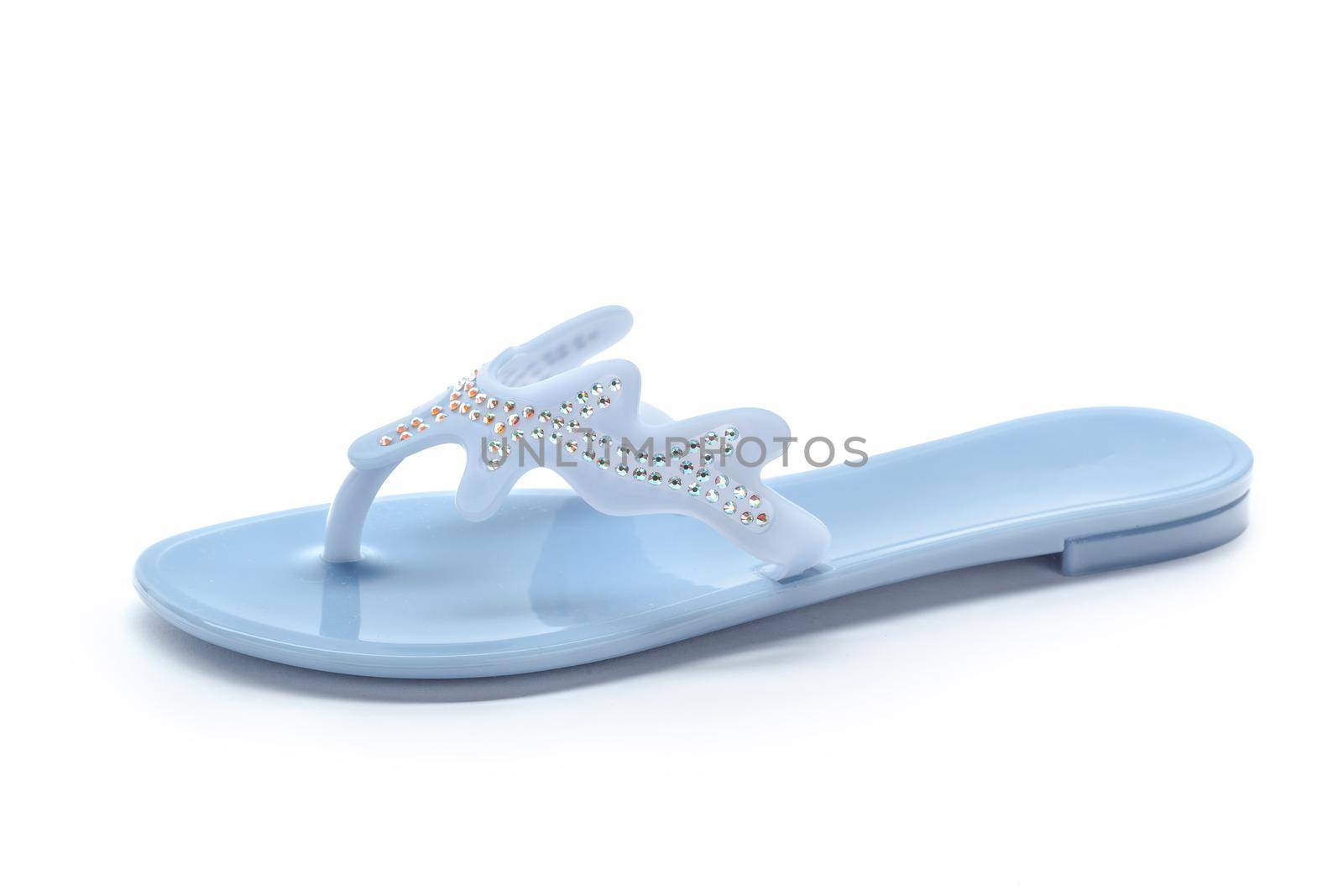 Female summer flat shoes isolated on white background