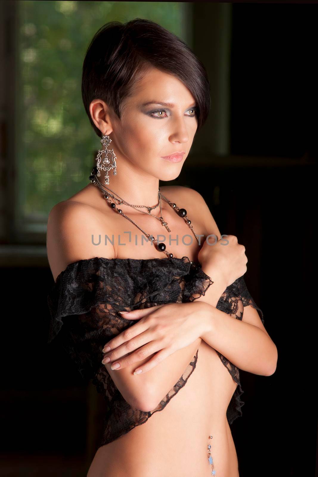 Sensual beautiful woman in lingerie posing by zartarn