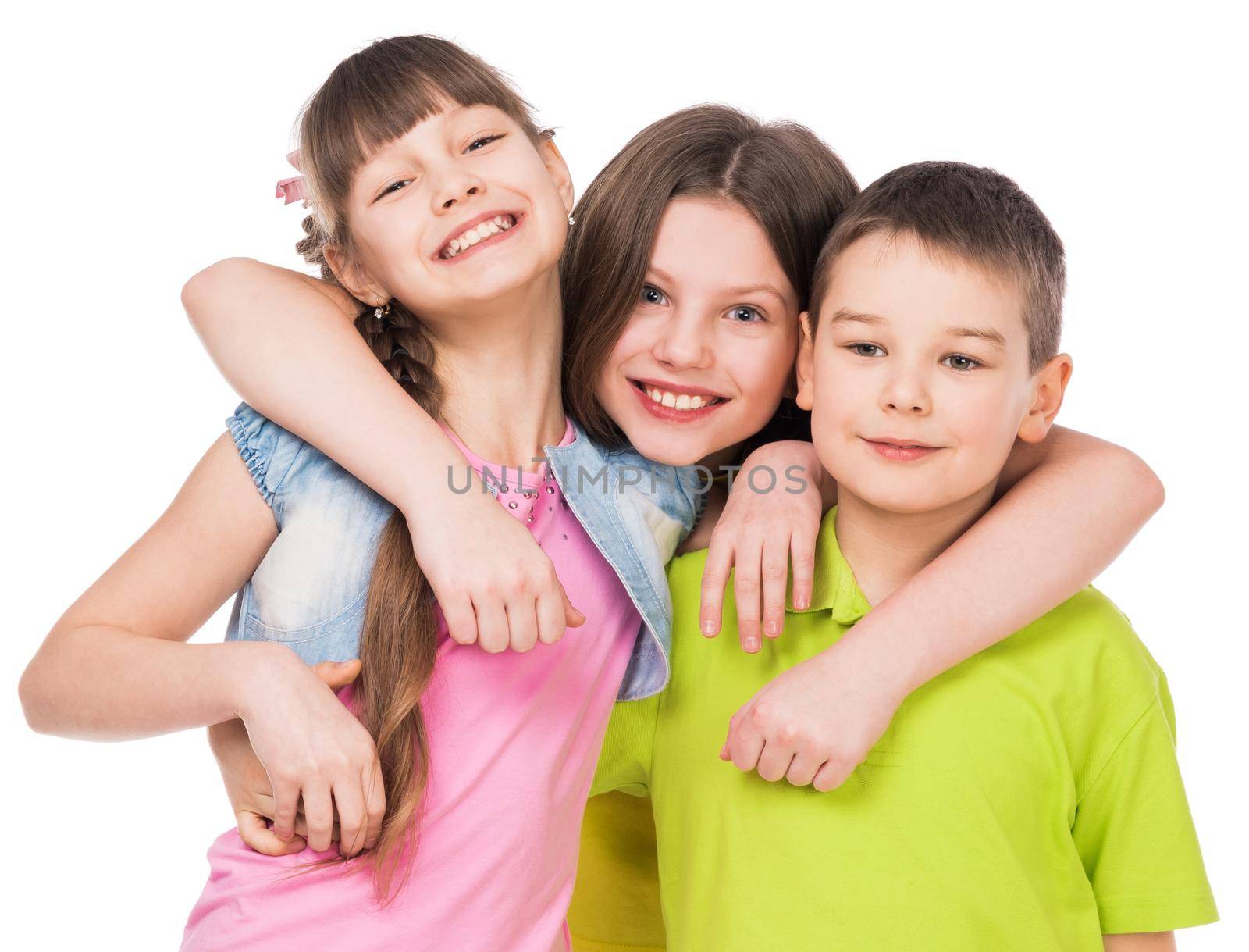 little kids isolated on white background
