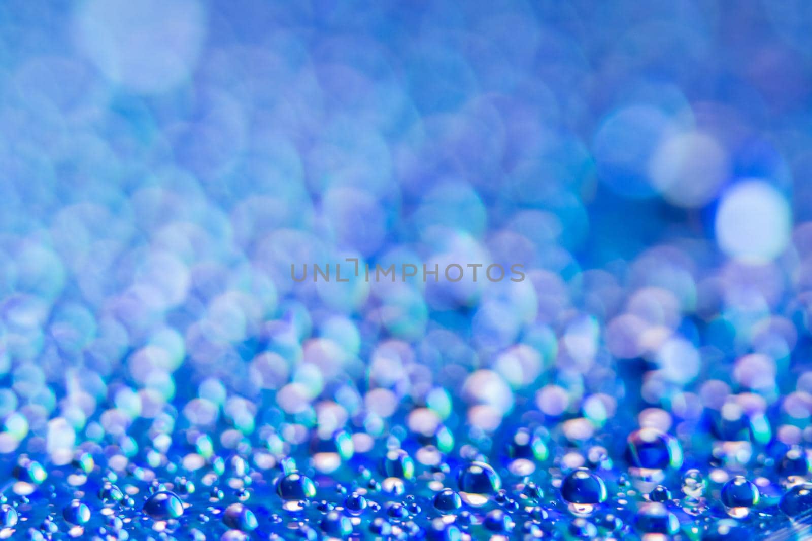 Bokeh background blue water droplets