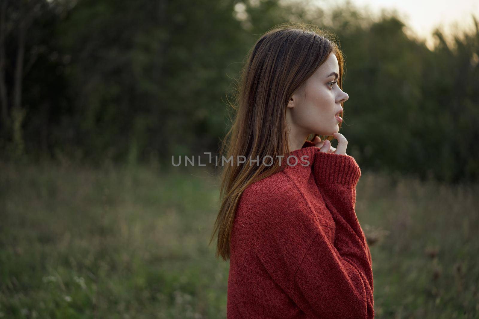 woman outdoors in a field walk fresh air by Vichizh