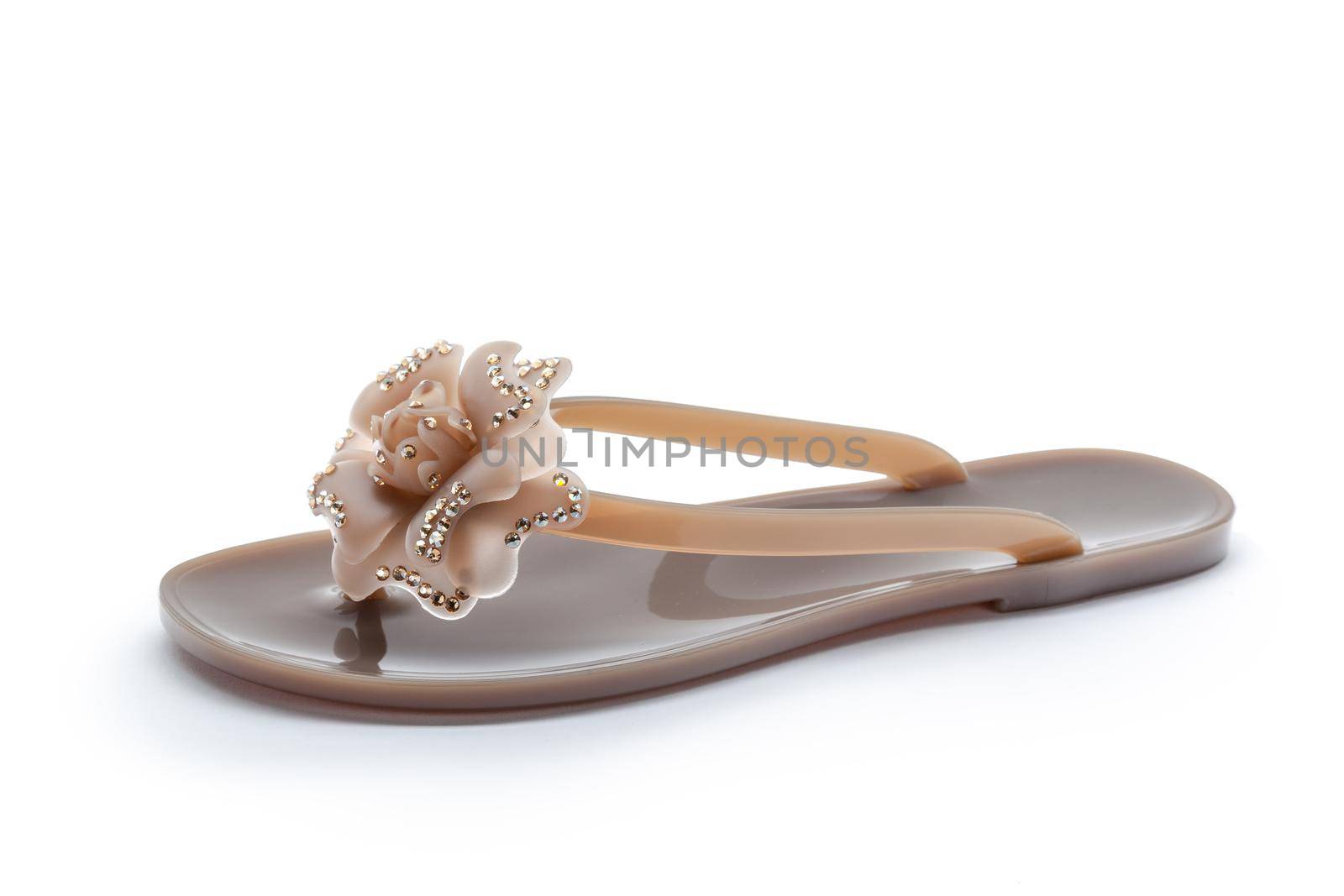 Female summer flat shoes isolated on white background