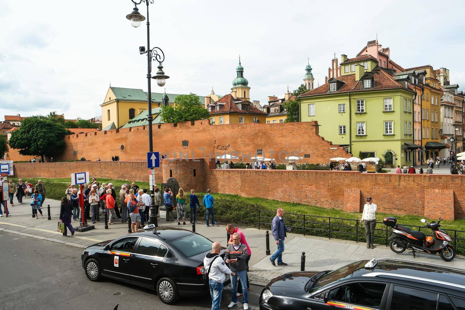 Warsaw, Poland - 8 March 2015: view on Barbakan and the city wall of Warsaw in Poland