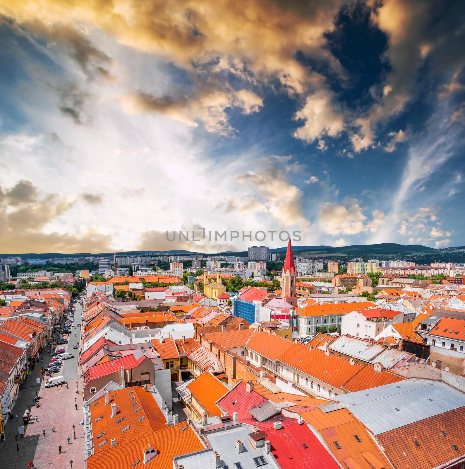 view on roofs in Kosice from St. Elisabeth cathedral by GekaSkr