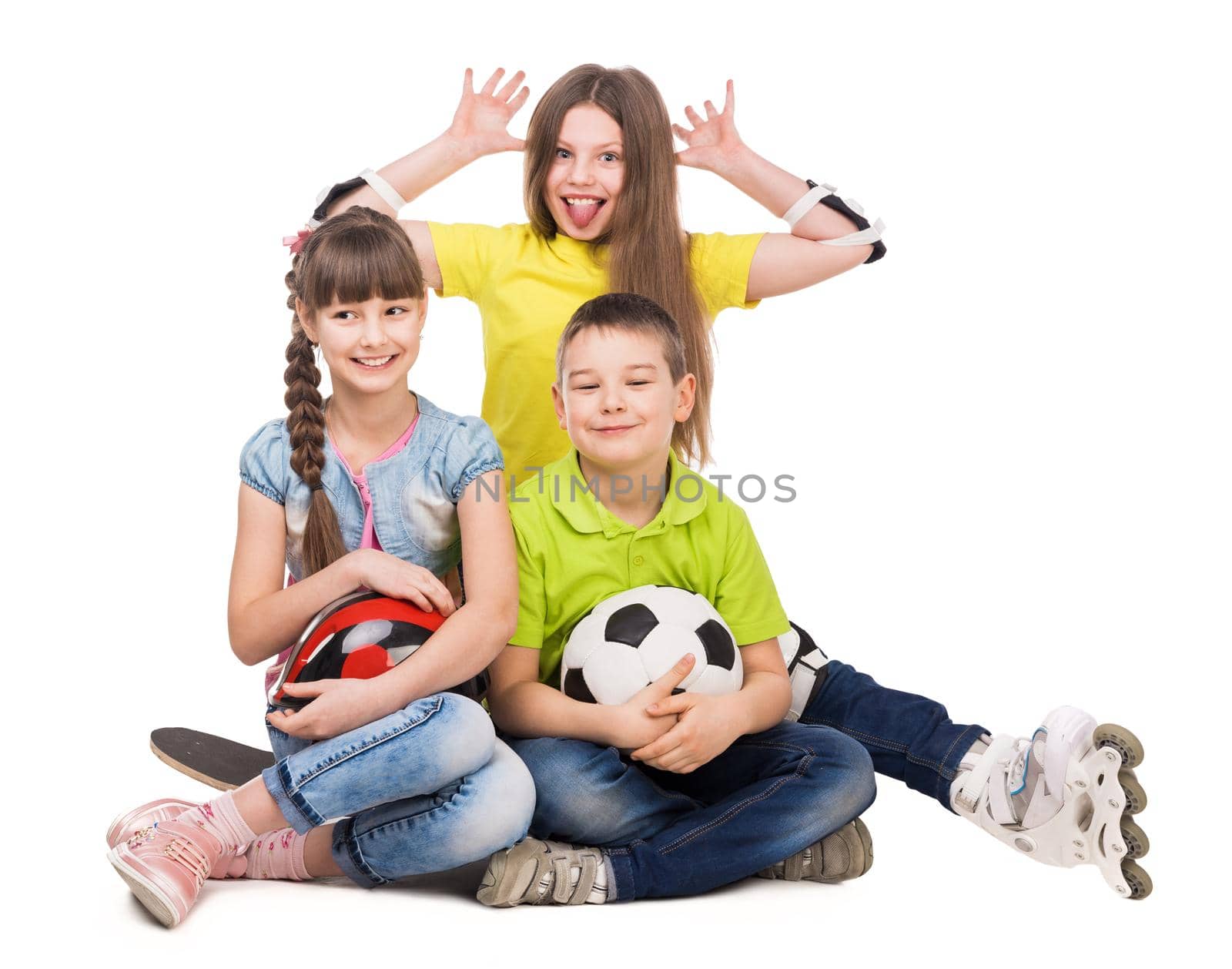 playful little boy and girls sitting on the floor by GekaSkr