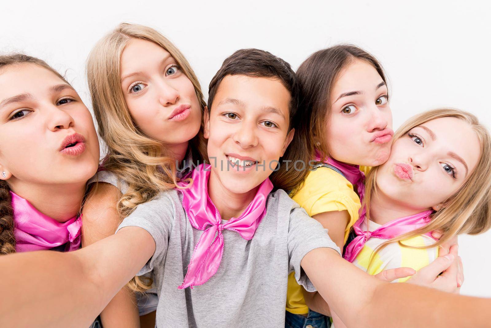 boy making selfie with cute girls by GekaSkr