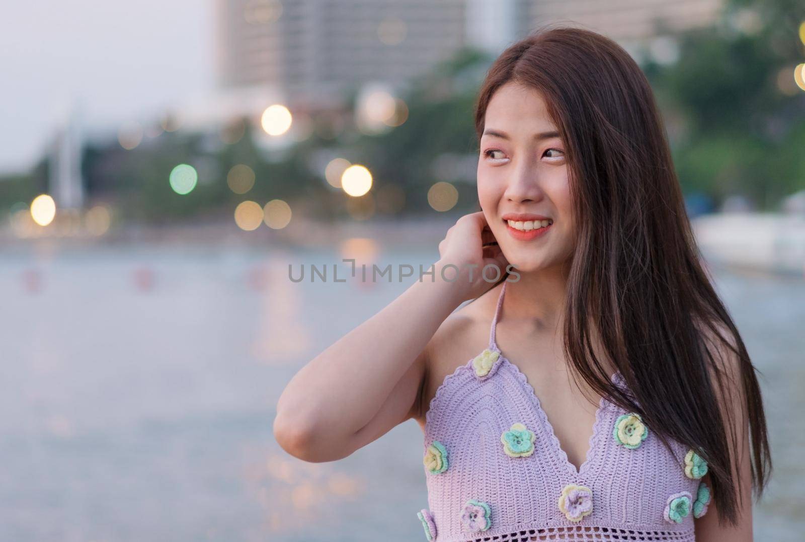 portrait of woman enjoy on the sea beach