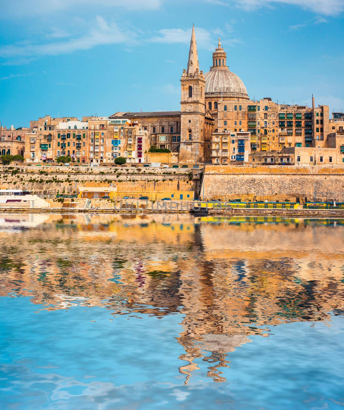 View on Valletta with the St. Pauls Cathedral and Charmelite Chu by GekaSkr