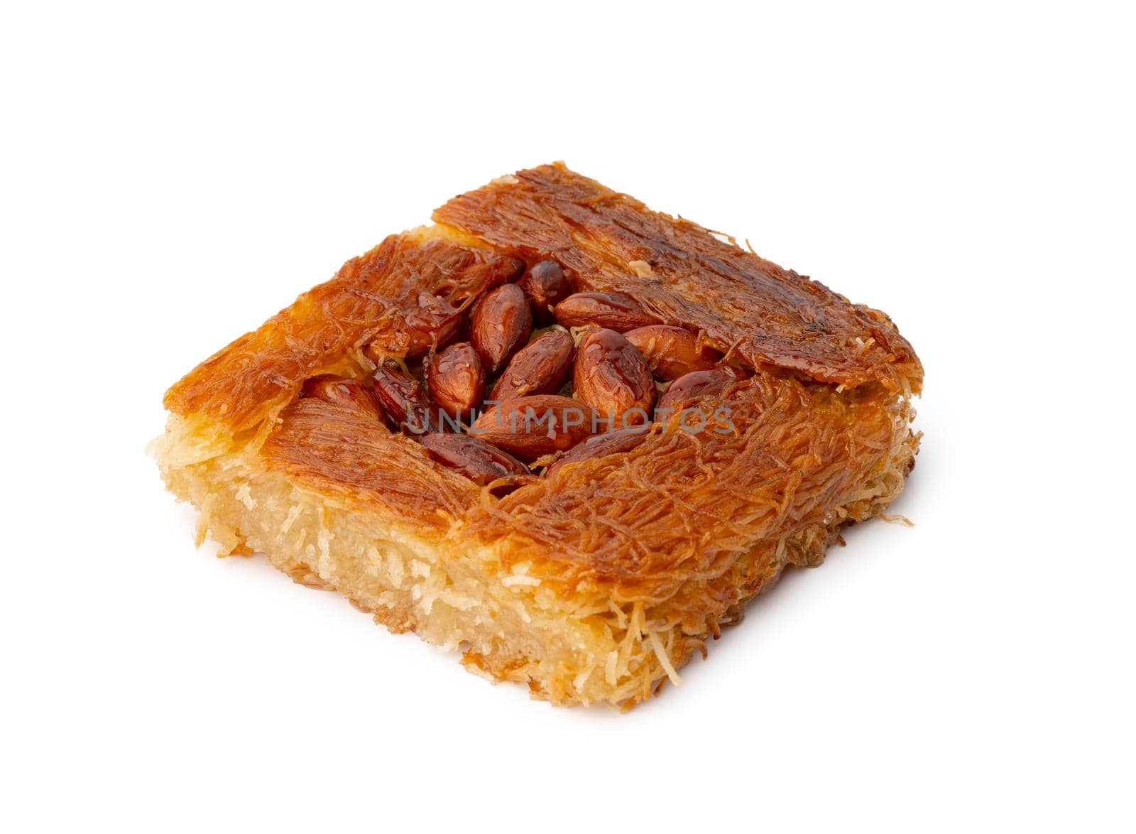 Close up photo of Turkish dessert baklava isolated on white