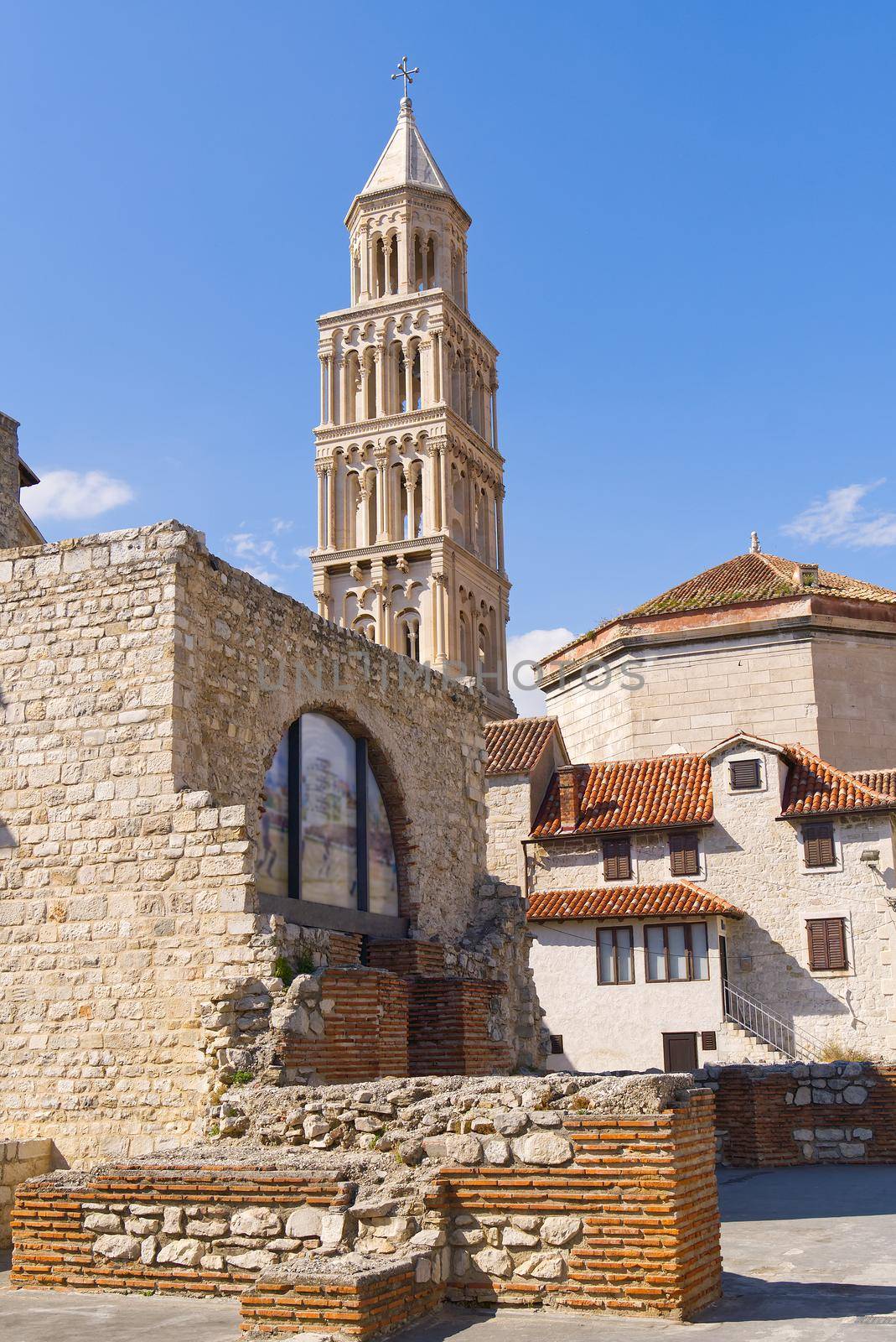 Cathedral of St. Duje bell tower in sunny day, Split, Croatia by PhotoTime