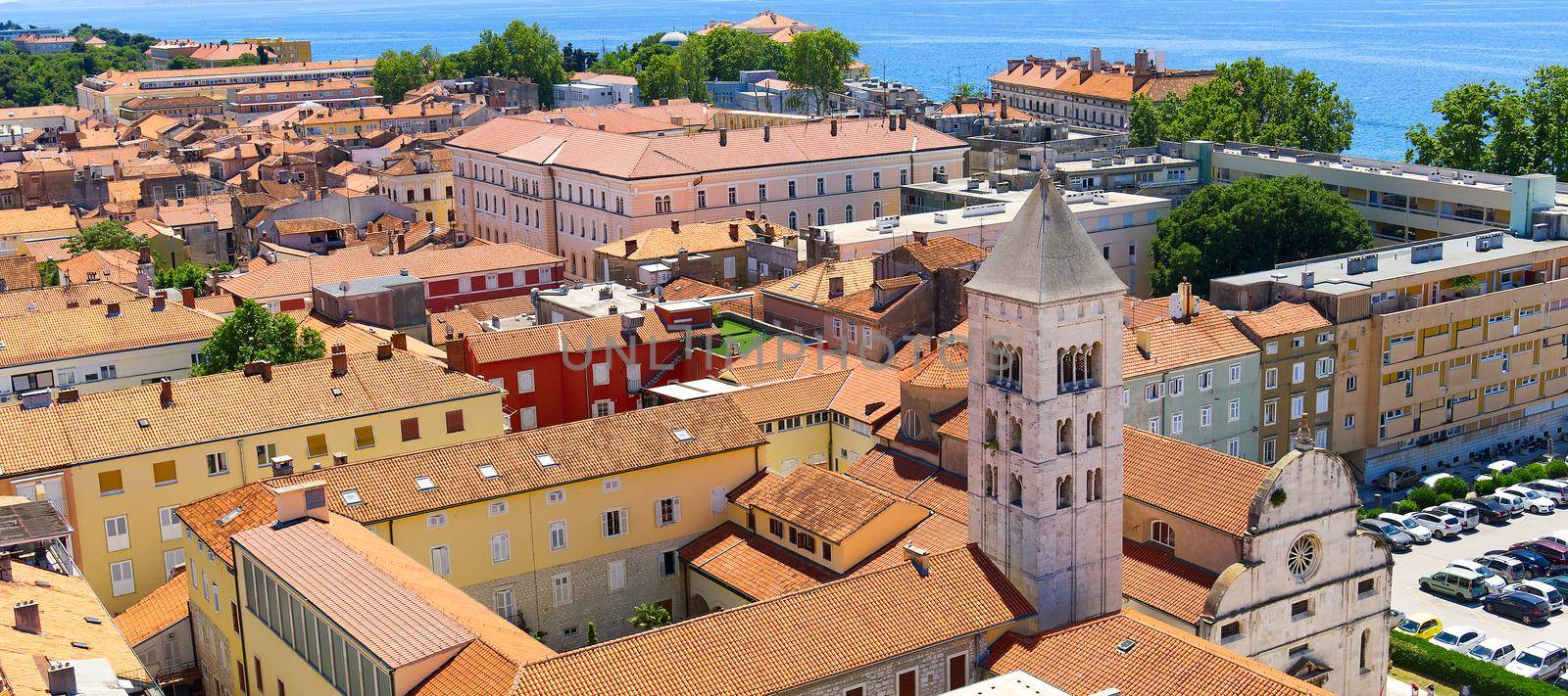 Top view of the old town, sea and mountains. Zadar, Croatia. by PhotoTime