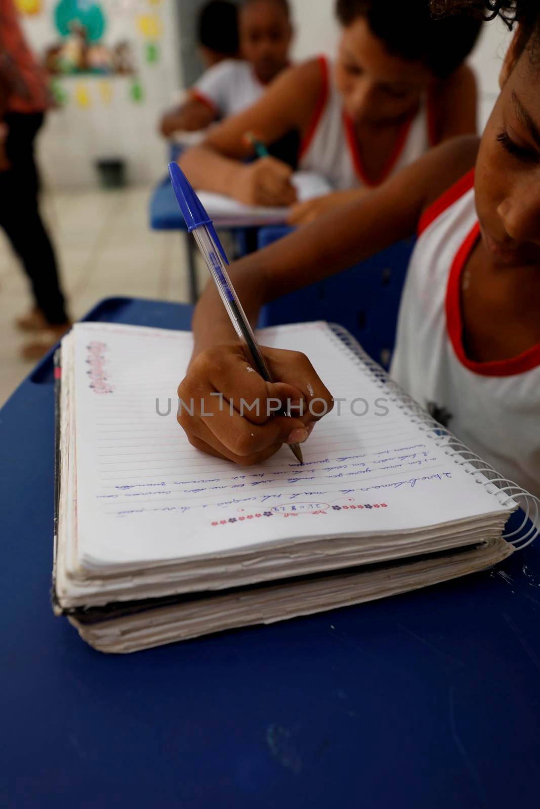 lauro de freitas, bahia, brazil - august 21, 2019: public school students are seen in a classroom in the city of lauro de Freitas.