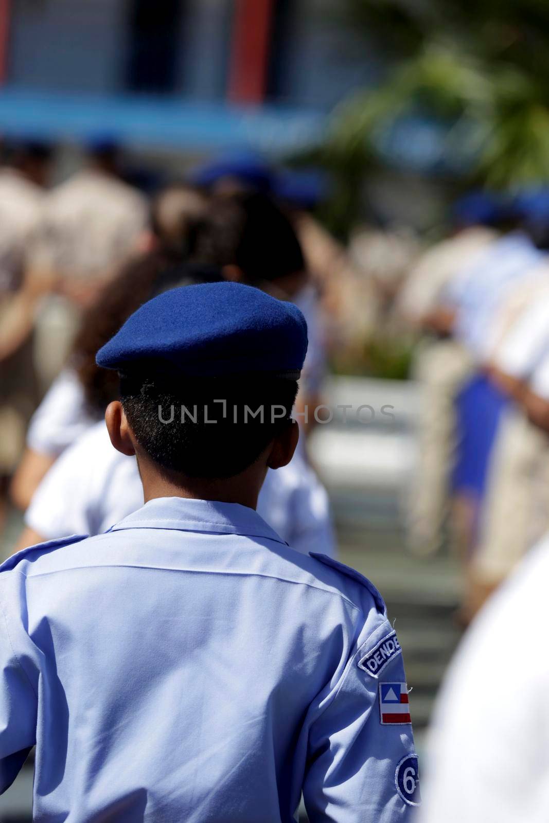 salvador, bahia, brazil - july 24, 2019: students from the College of the Military Police of Bahia are seen training in the school yard in the city of Salvador.