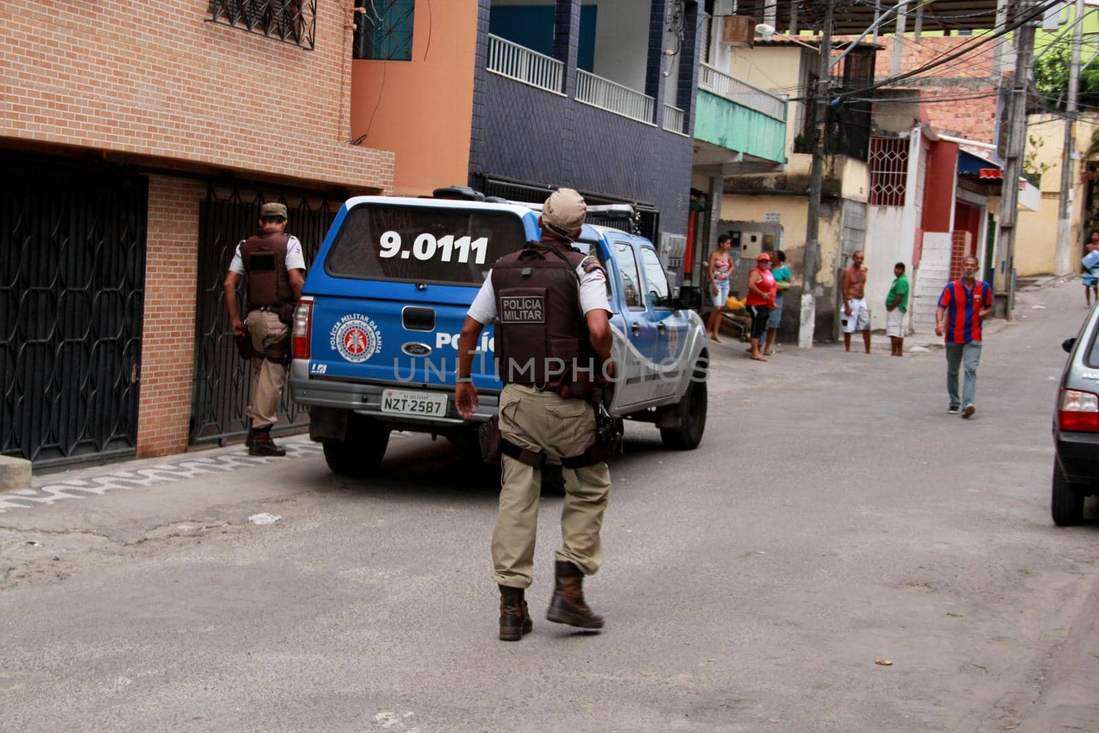 salvador, bahia, brazil - noovember 21, 2012: Military Police agents are seen during police operation in the Pernambues neighborhood in the city of Salvador.