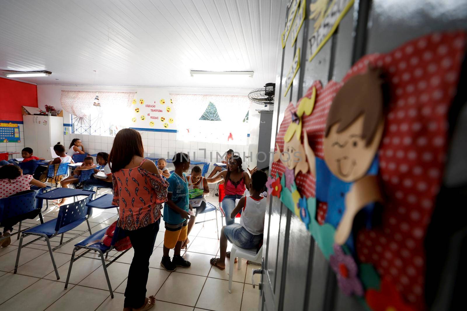 lauro de freitas, bahia, brazil - august 21, 2019: public school students are seen in a classroom in the city of lauro de Freitas.