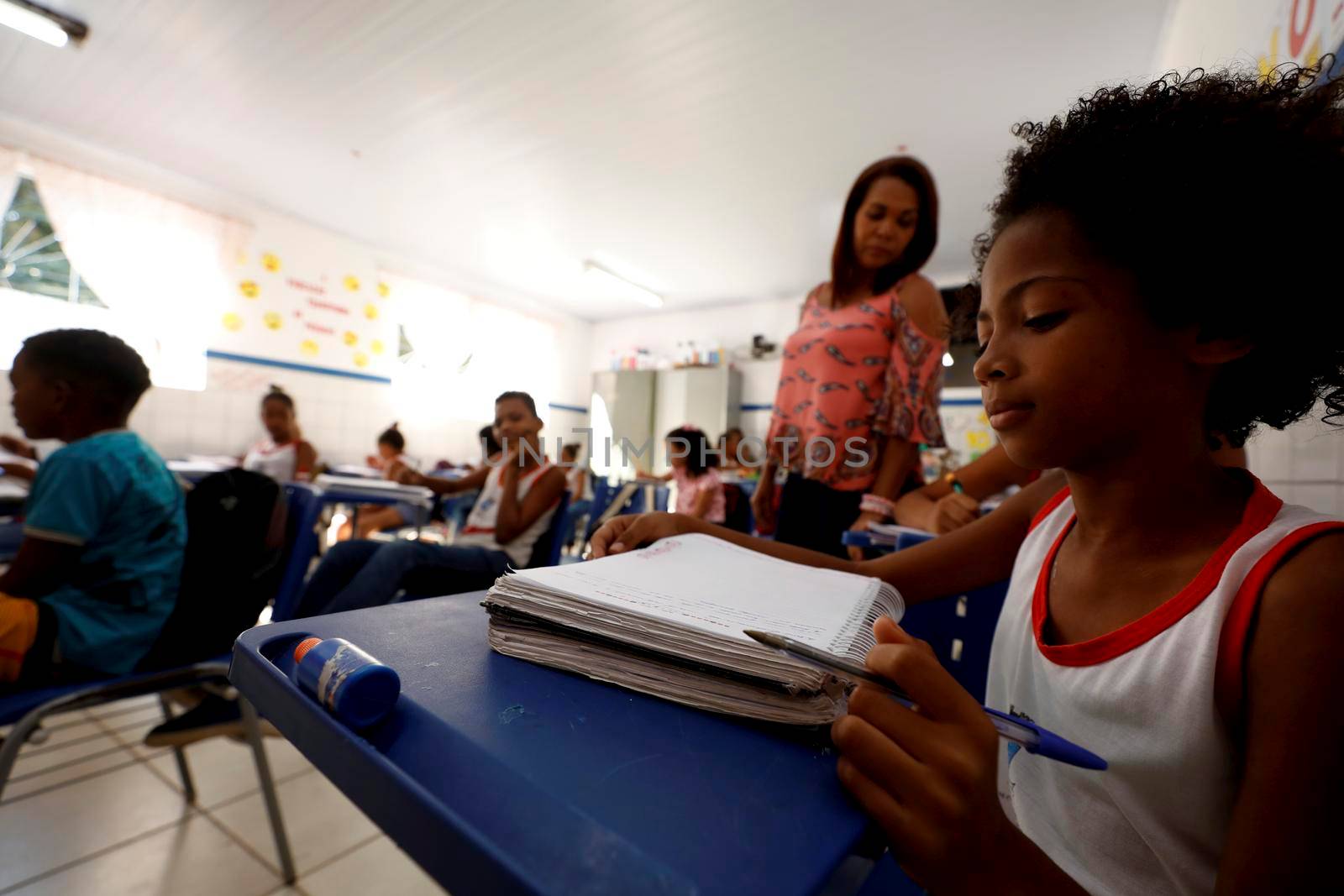 lauro de freitas, bahia, brazil - august 21, 2019: public school students are seen in a classroom in the city of lauro de Freitas.
