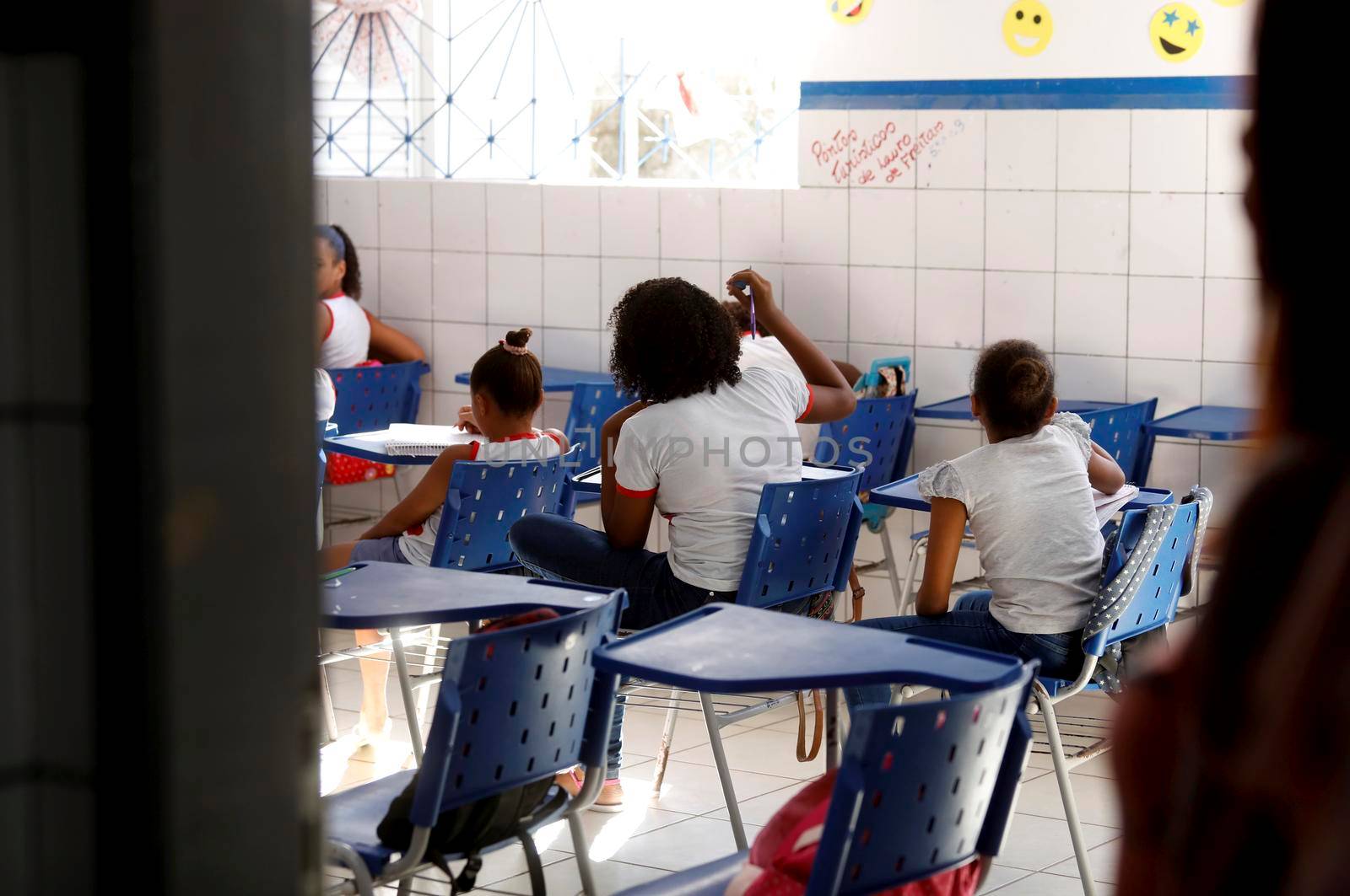 lauro de freitas, bahia, brazil - august 21, 2019: public school students are seen in a classroom in the city of lauro de Freitas.