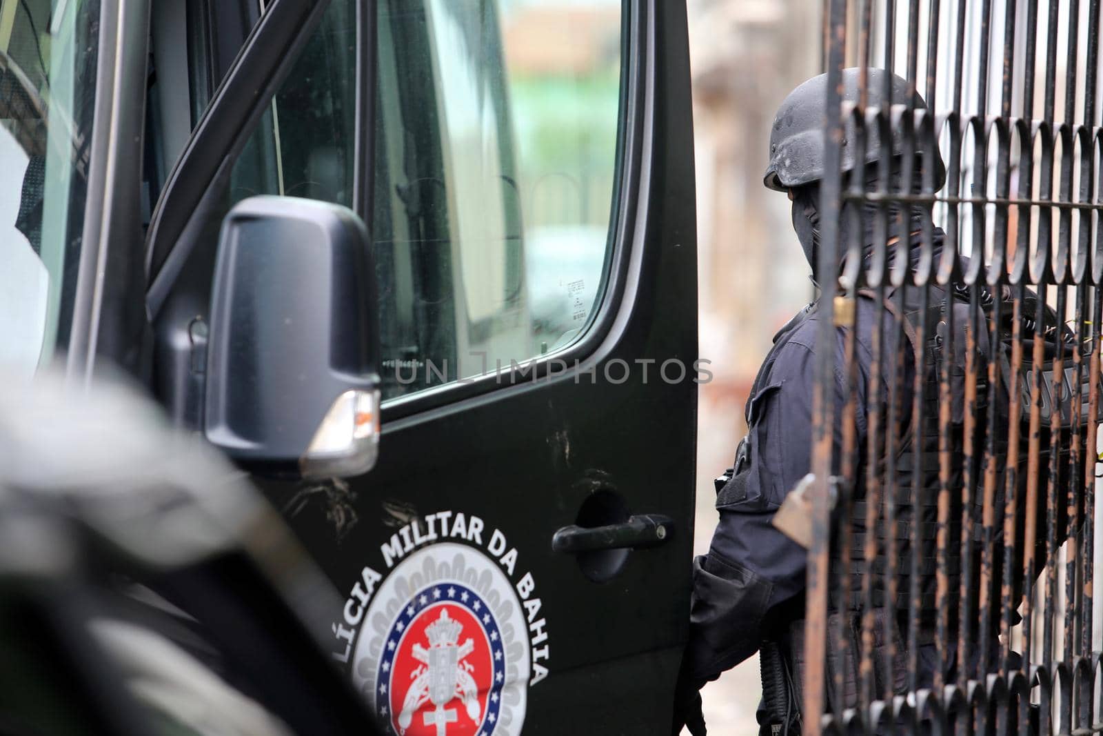 salvador, bahia, brazil - october 6, 2017: Members of the Batalhao de Operacoes Especiais - BOPE, are seen during operation in the city of Salvador.