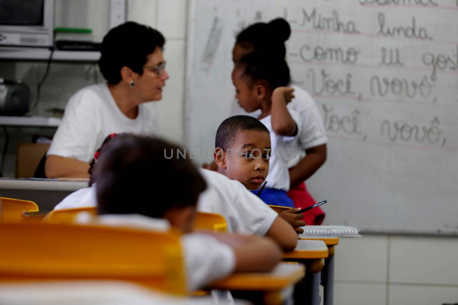 salvador, bahia, brazil - july 24, 2019: children are seen at a daycare center of the Bahia Military Police in the city of Salvador.