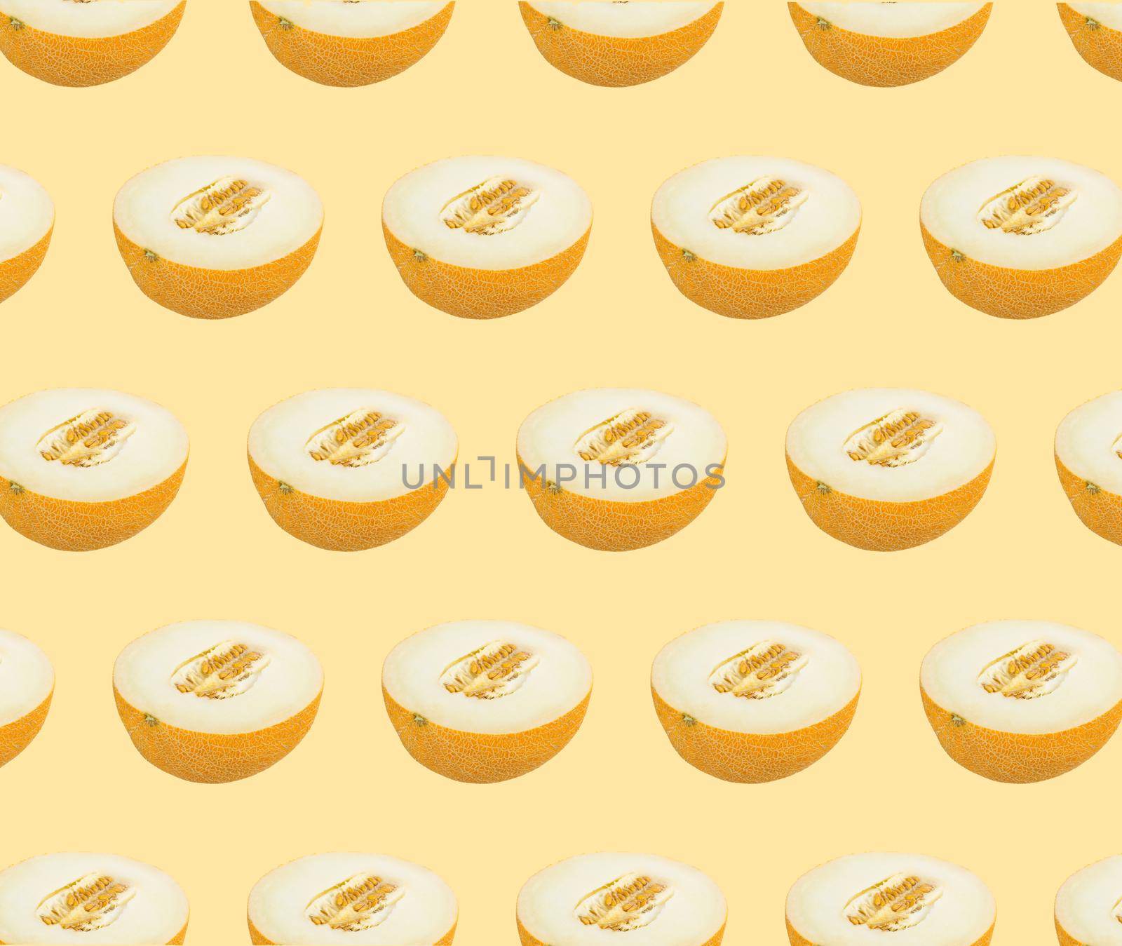 Pattern of melon slices. Full frame close up food background