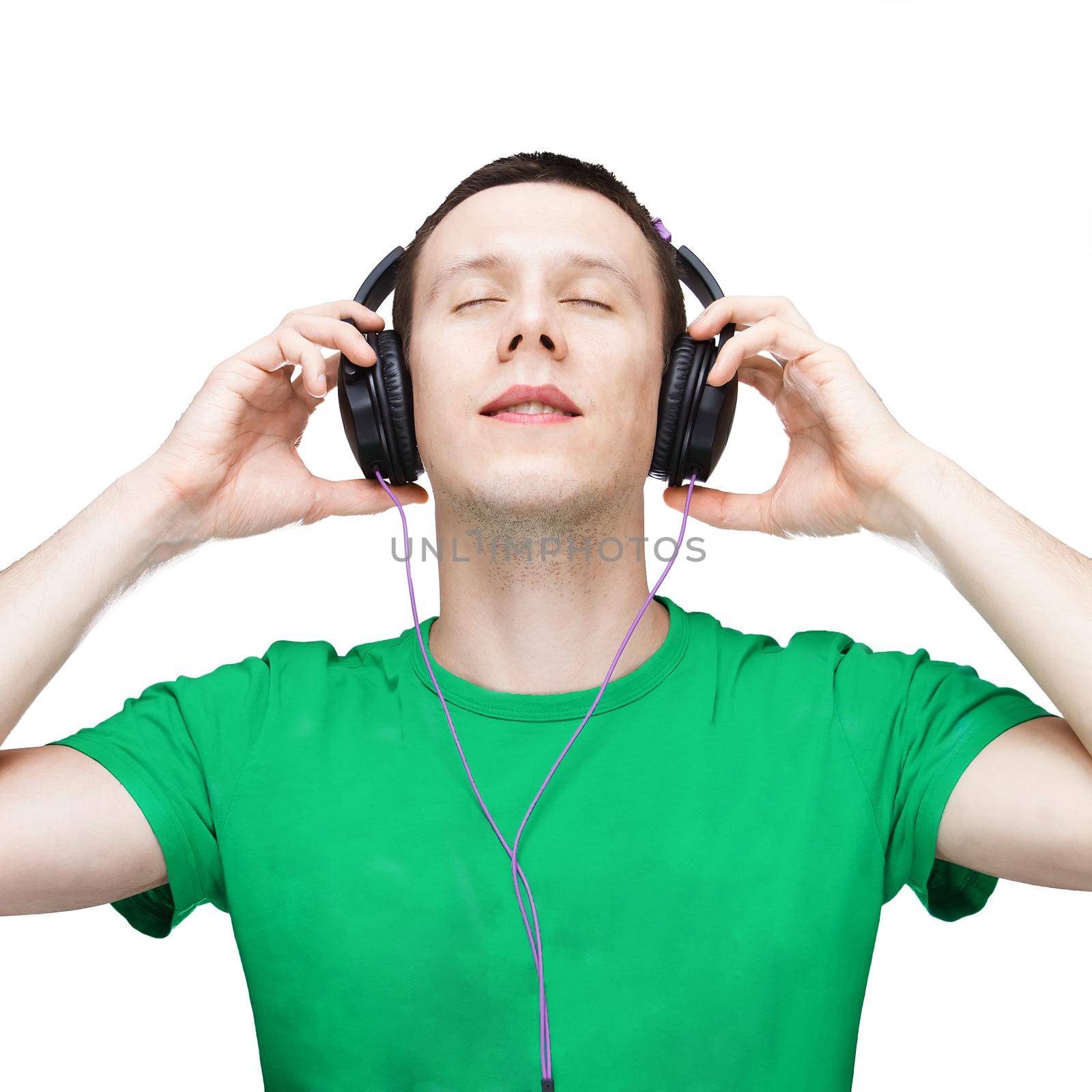 Caucasian man with headphones